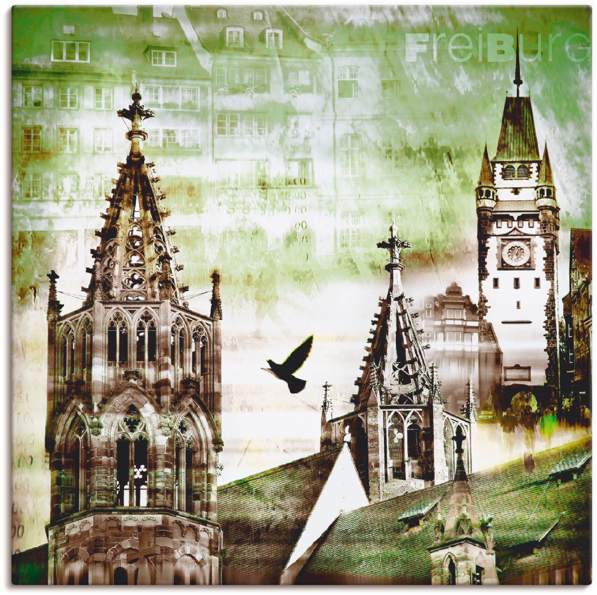 Image of Artland Wandbild »Freiburg Skyline Abstrakte Collage«, Architektonische Elemente, (1 St.), in vielen Grössen & Produktarten -Leinwandbild, Poster, Wandaufkleber / Wandtattoo auch für Badezimmer geeignet bei Ackermann Versand Schweiz