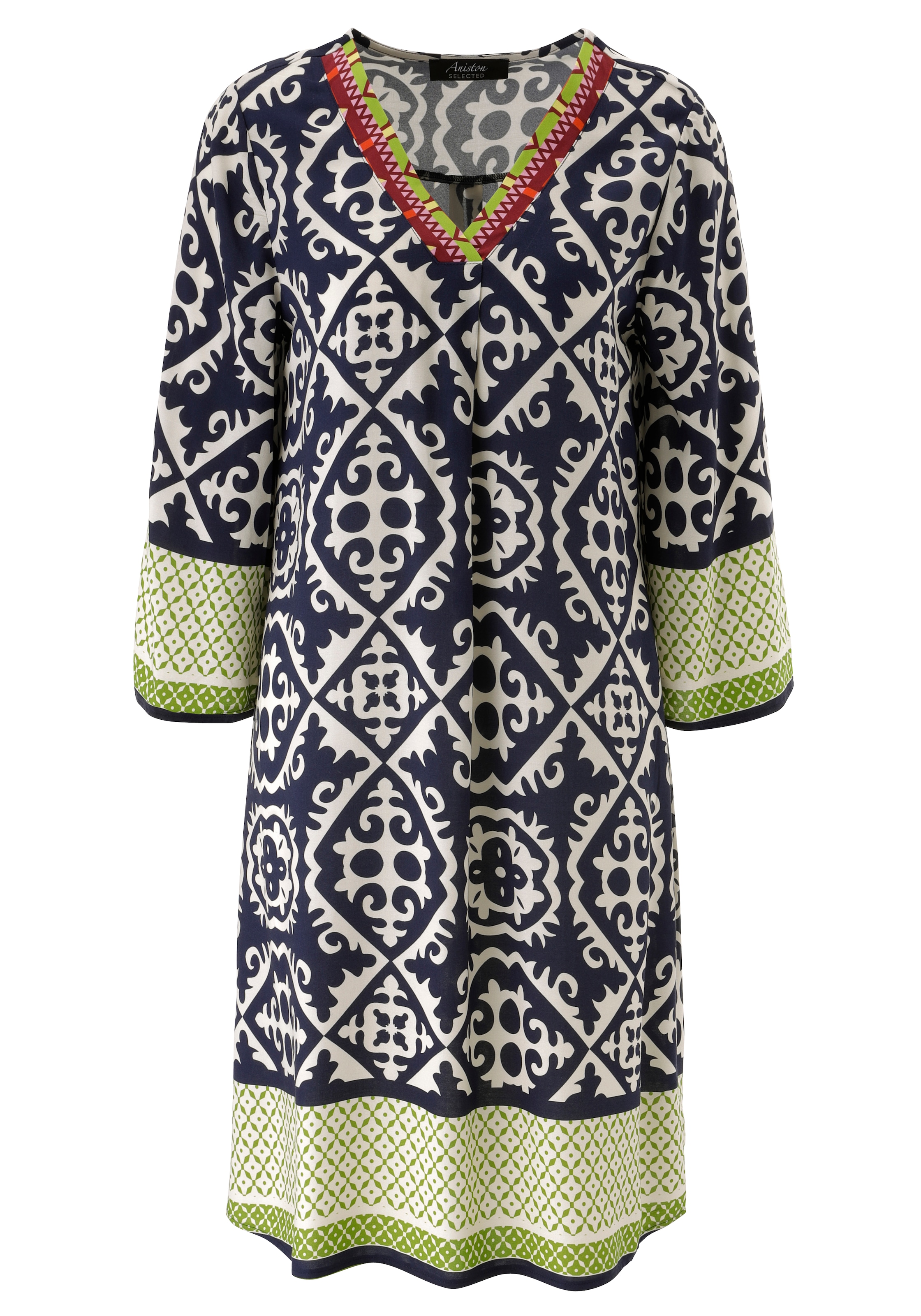 Aniston SELECTED Robe chemisier mit stylischem, ornamentalem Allover-Druck - NEUE KOLLEKTION