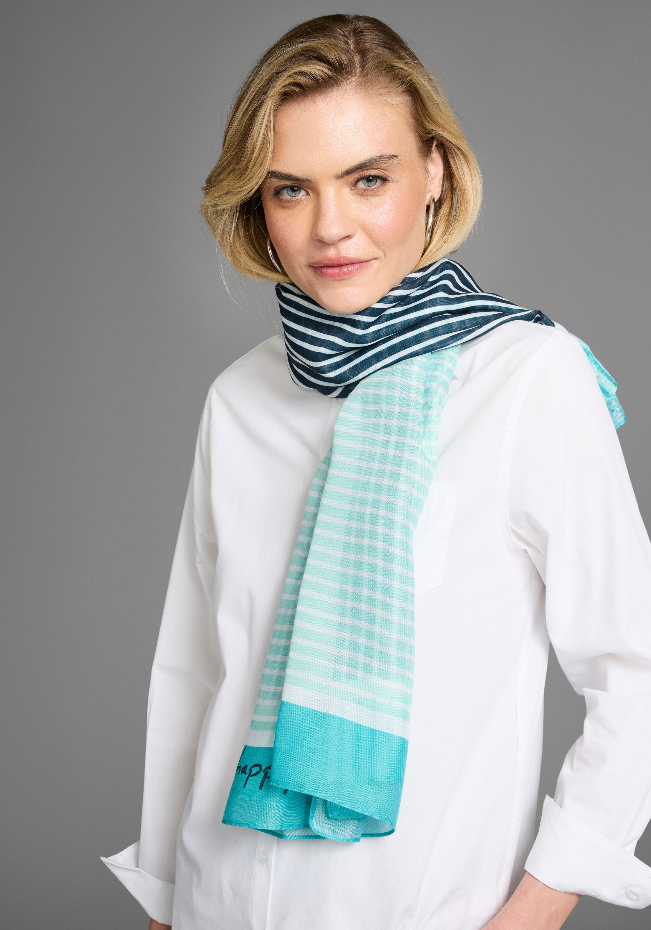 Laura Scott Modetuch, im trendigen Streifen- & Schriftdesign - NEW