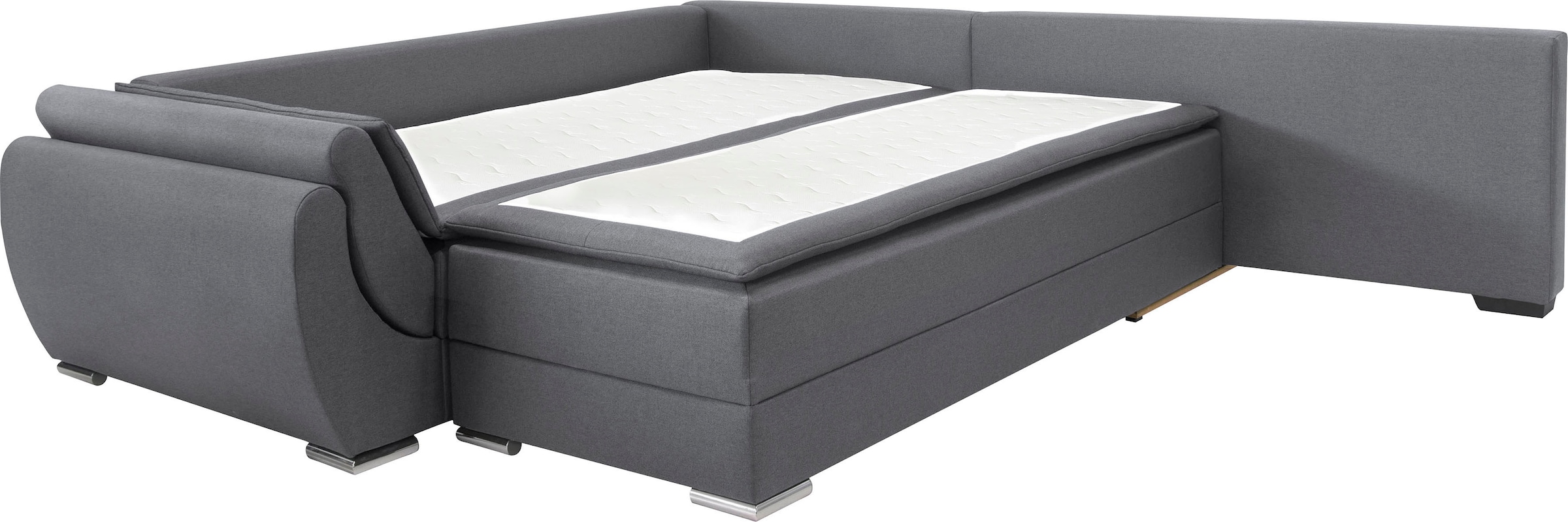 INOSIGN Ecksofa »Göteborg«, mit Boxspring-Bettfunktion und Bettkasten, Dauerschlaffunktion, Topper