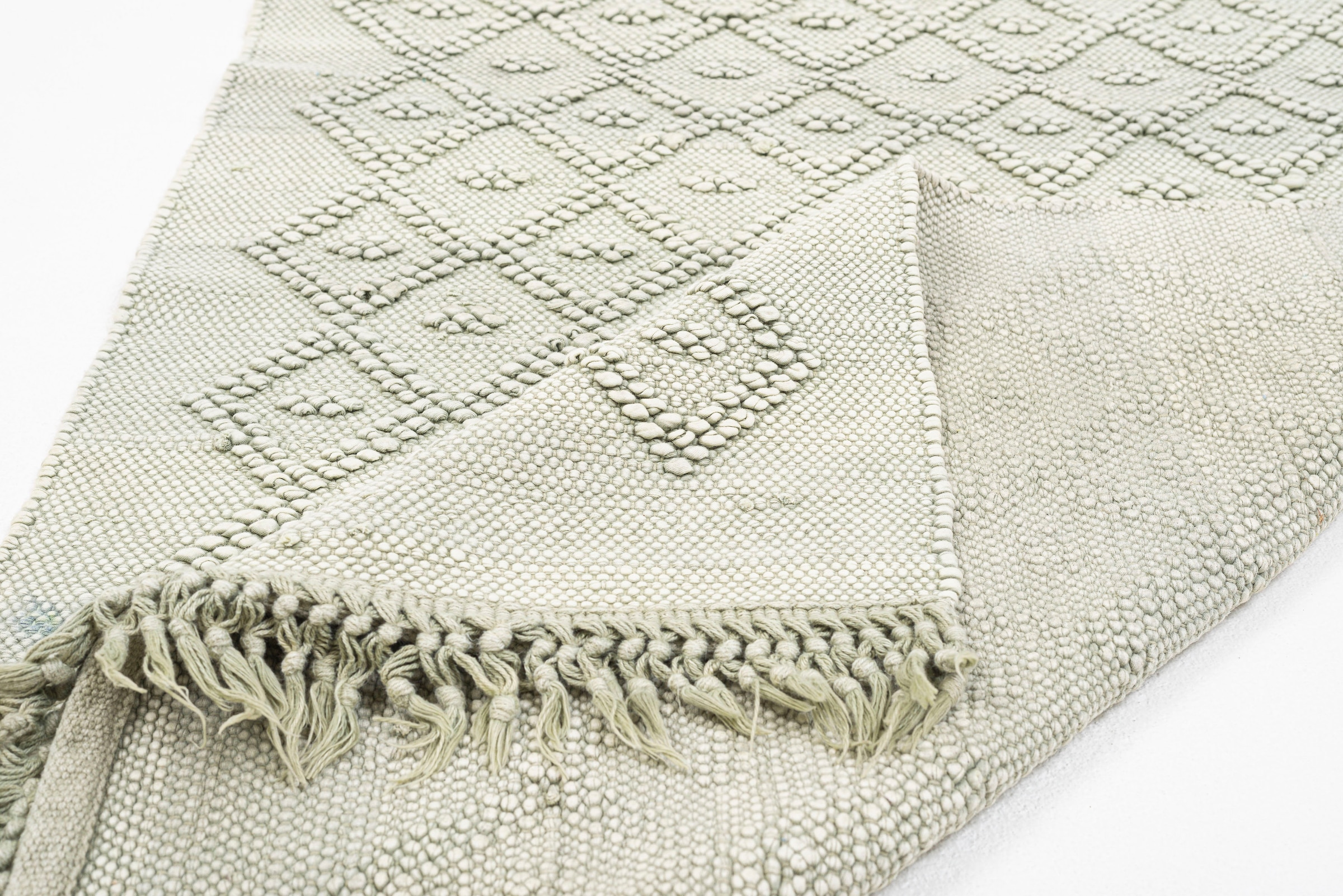 TOM TAILOR HOME Badematte »Vintage Wash«, fussbodenheizungsgeeignet, Badteppich, Uni Farben, Rauten Muster, mit Fransen, reine Baumwolle