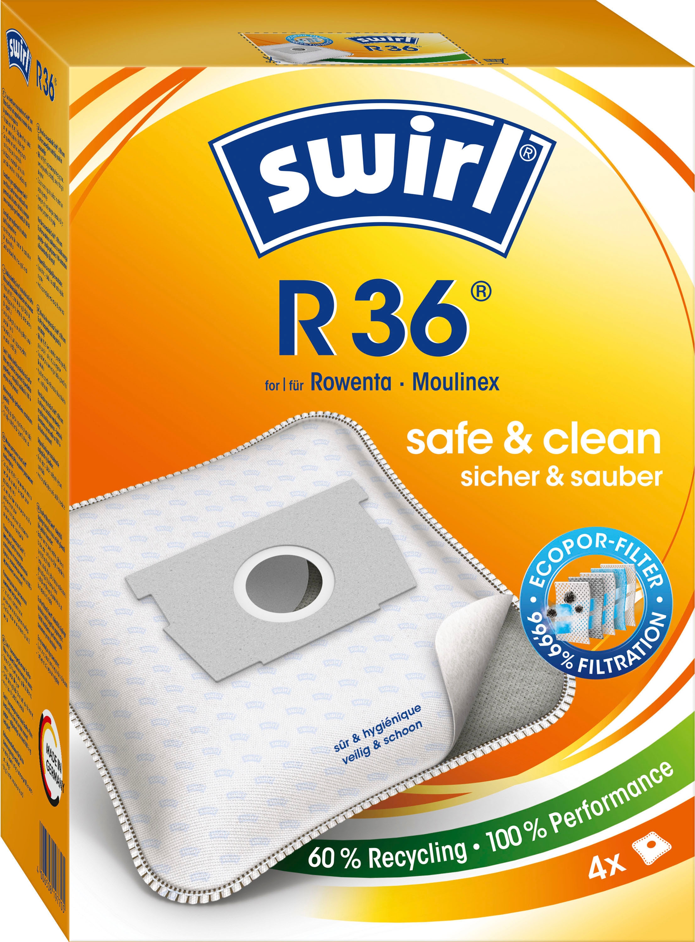 Swirl Staubsaugerbeutel »R 36«, (Packung), 4er- Pack