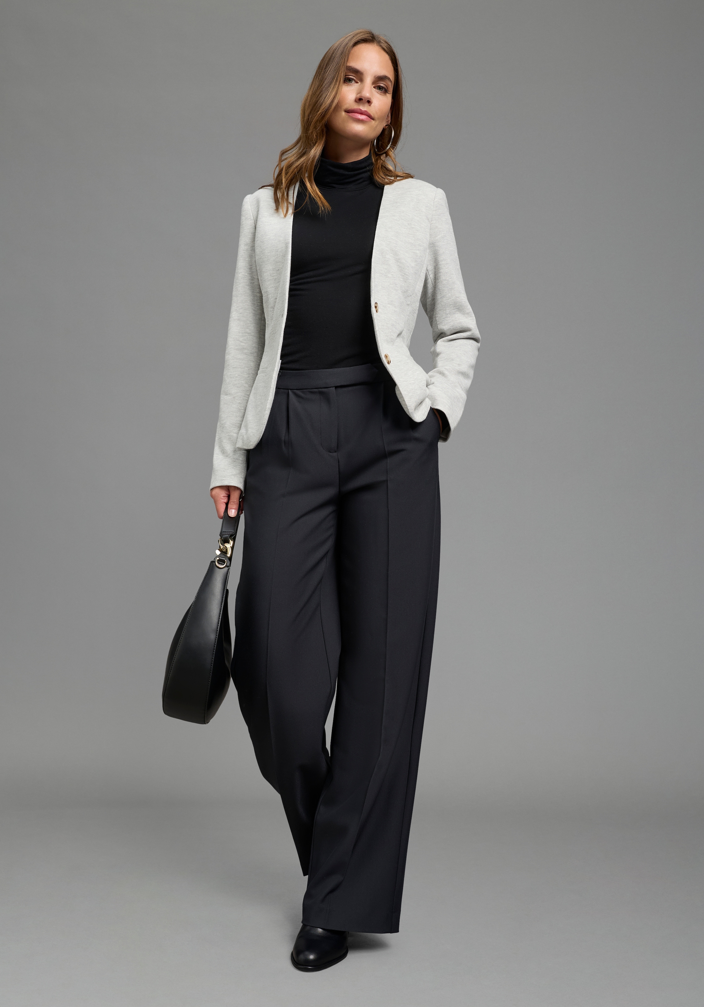 Laura Scott Kurzblazer femininer Stil, aus Polyester und Baumwolle, mit melierter Optik