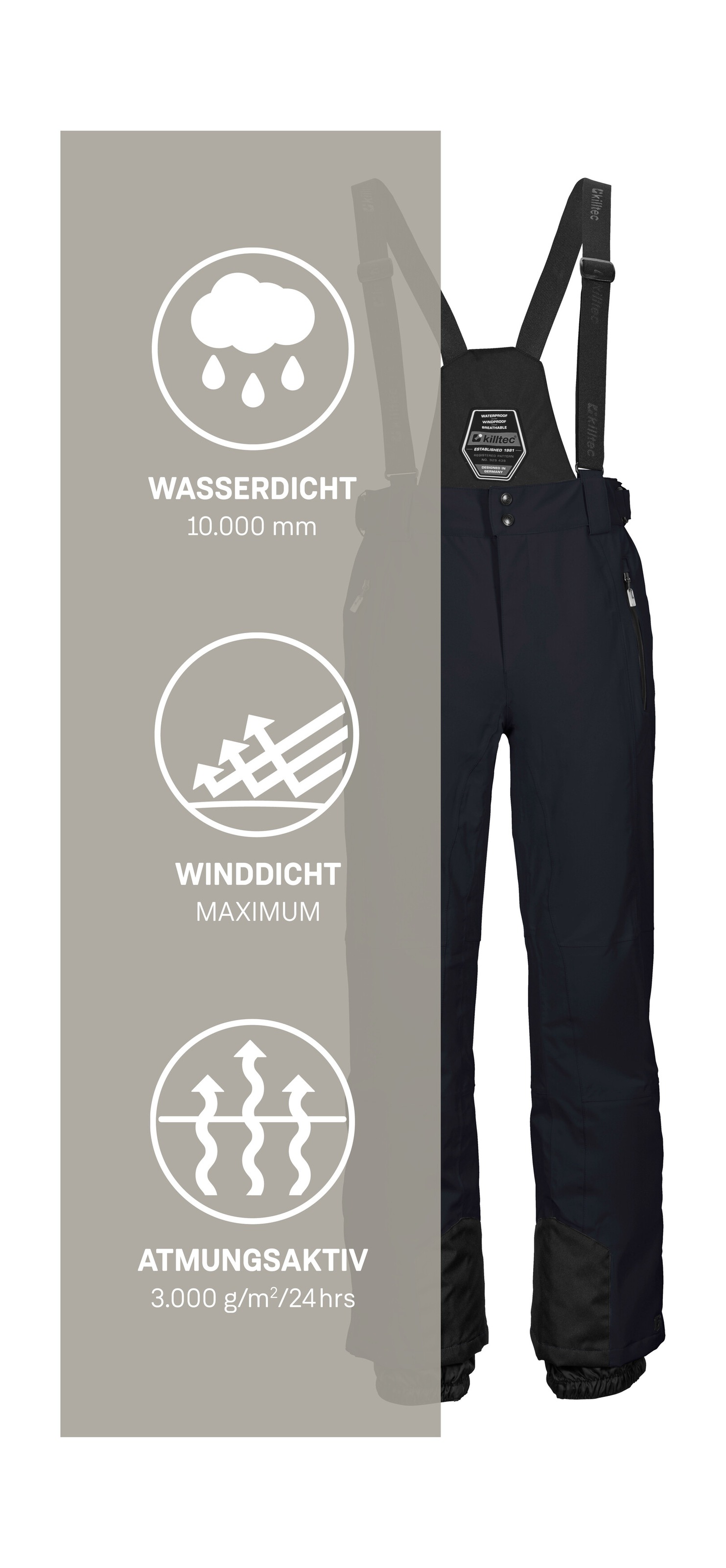Killtec Pantalon de ski »Enosh«  Étanche à l'eau et au vent, respirant, taille réglable, protection de bord