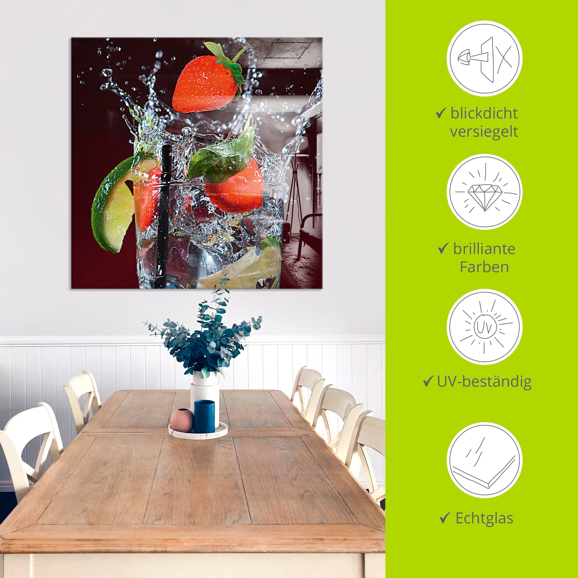 Artland Tableau en verre »Frischer Fruchtcocktail I« 1 cuis tlg. in verschiedenen Grössen