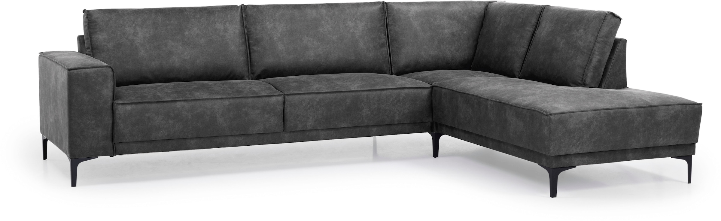 Places of Style Ecksofa »Polsterecke Oland, Struktur, Flachgewebe, Luxus-Microfaser, Boucle«, L-Form, 289 cm, Wellenunterfederung, Skandi-Design, Metallfüsse