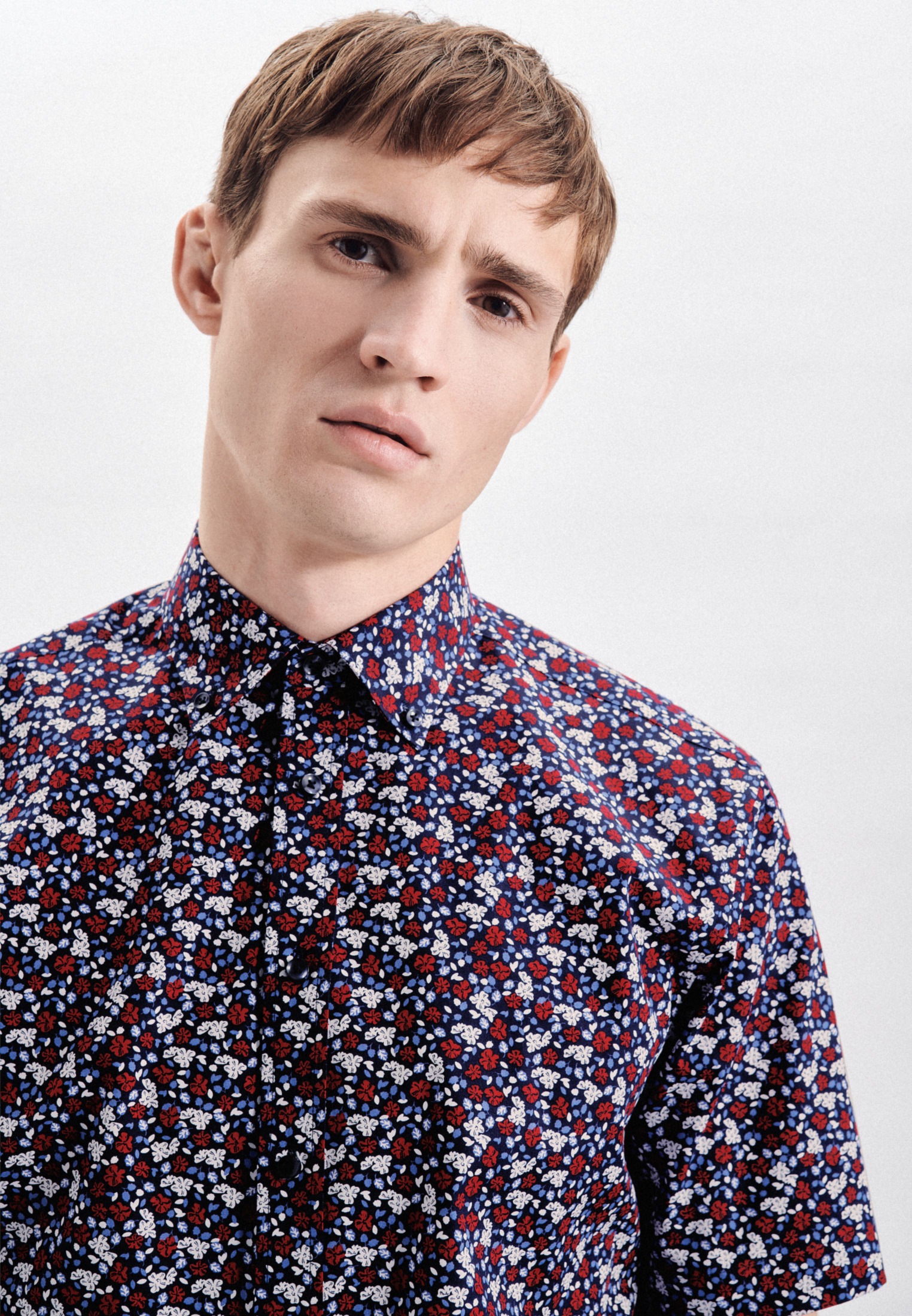 seidensticker Businesshemd »Regular«, Regular Kurzarm Button-Down-Kragen Druck