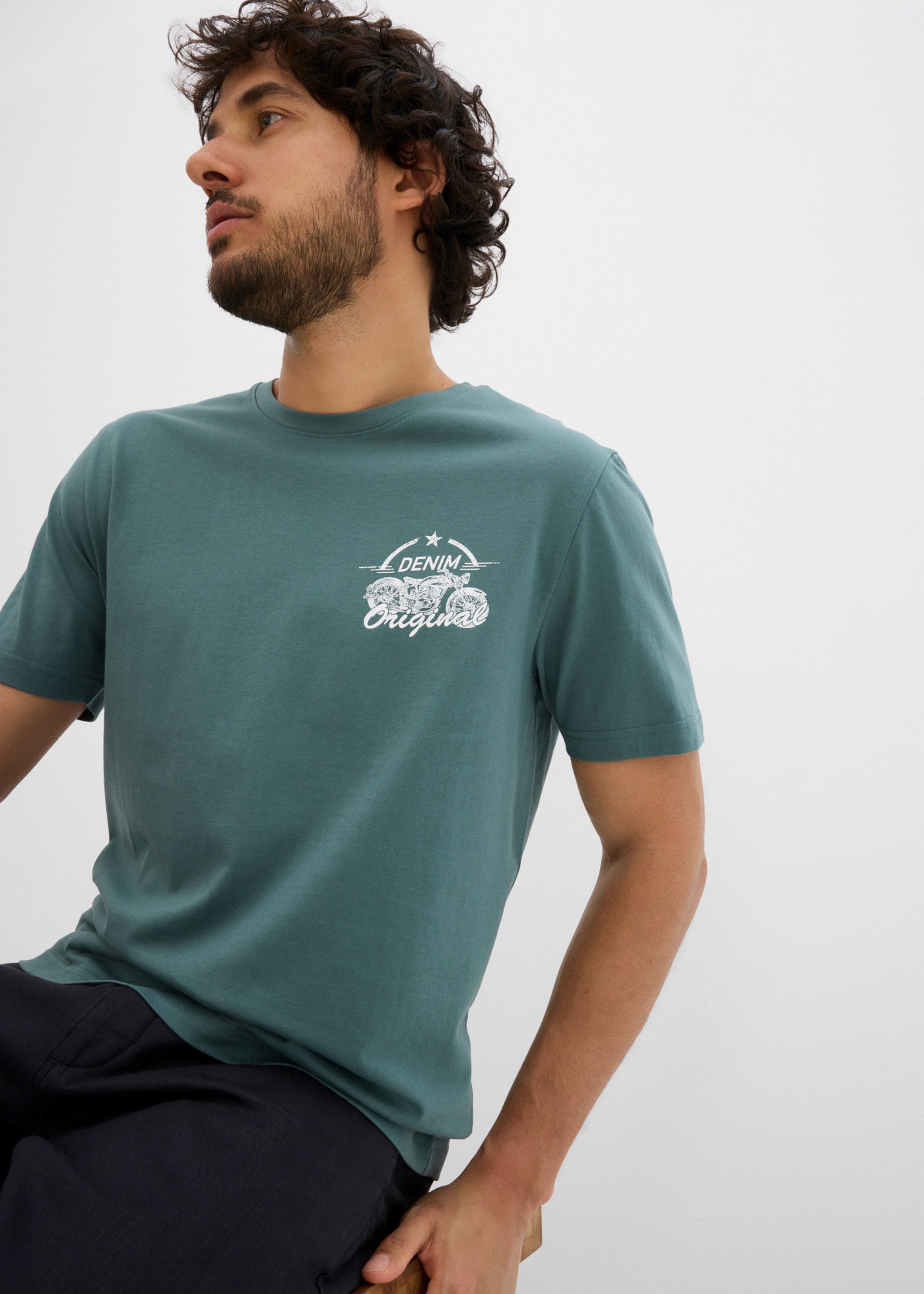 bonprix T-Shirt Packung, 2er,  aus reiner Baumwolle, mit Rundhalsausschnitt, Kurzarm, Regular Fit