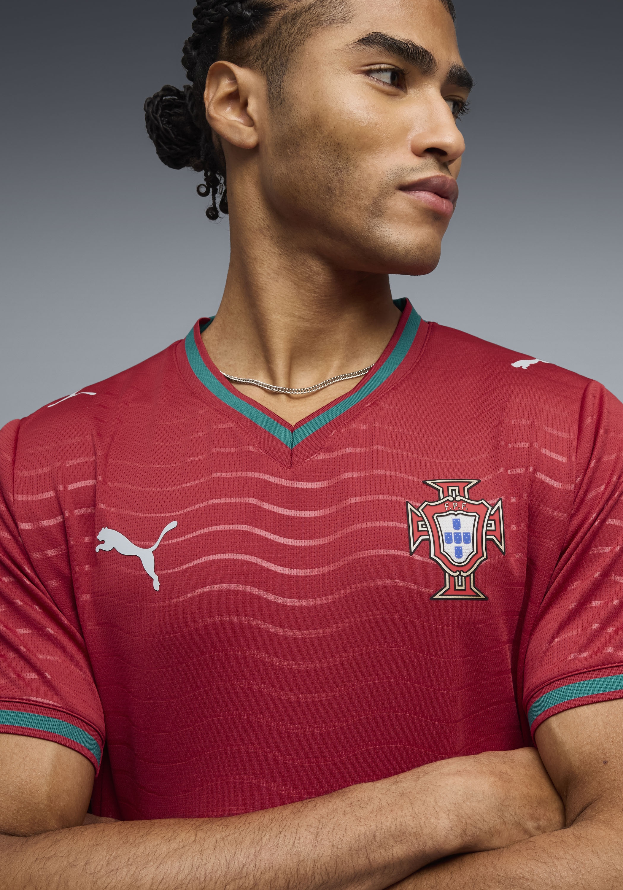 PUMA Maillot de foot »FPF HOME JERSEY REPLICA« pour football, manches courtes, col rond, technologie DryCELL