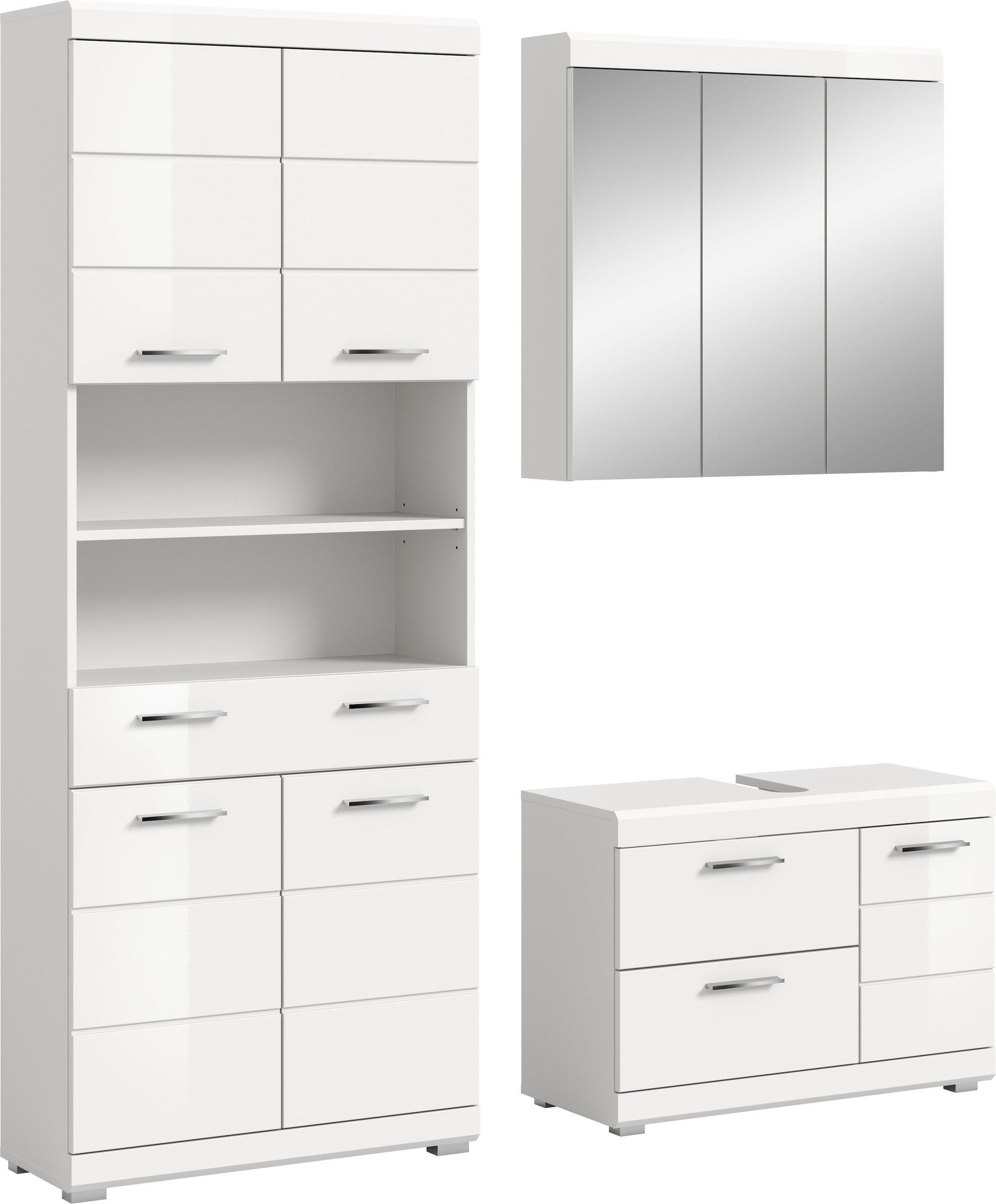 Image of welltime Badmöbel-Set "SIENA, 3-teilig, Waschbeckenunterschrank, Spiegel- & Hochschrank"
