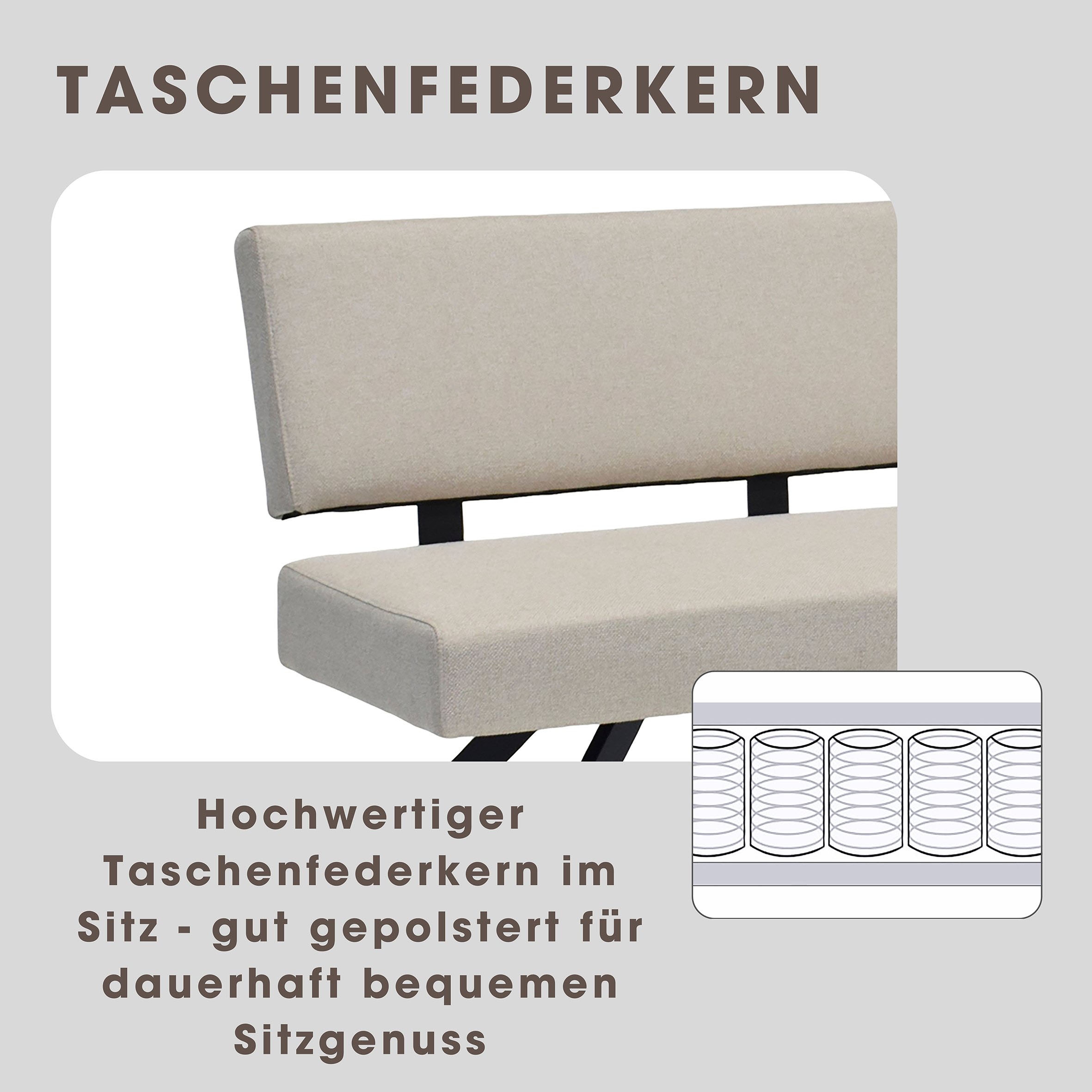 byLIVING Banc »TORONTO« Webstoff, bis 160 kg, Taschenfederkern, 4-Fussgestell, 3 Sitzplätze
