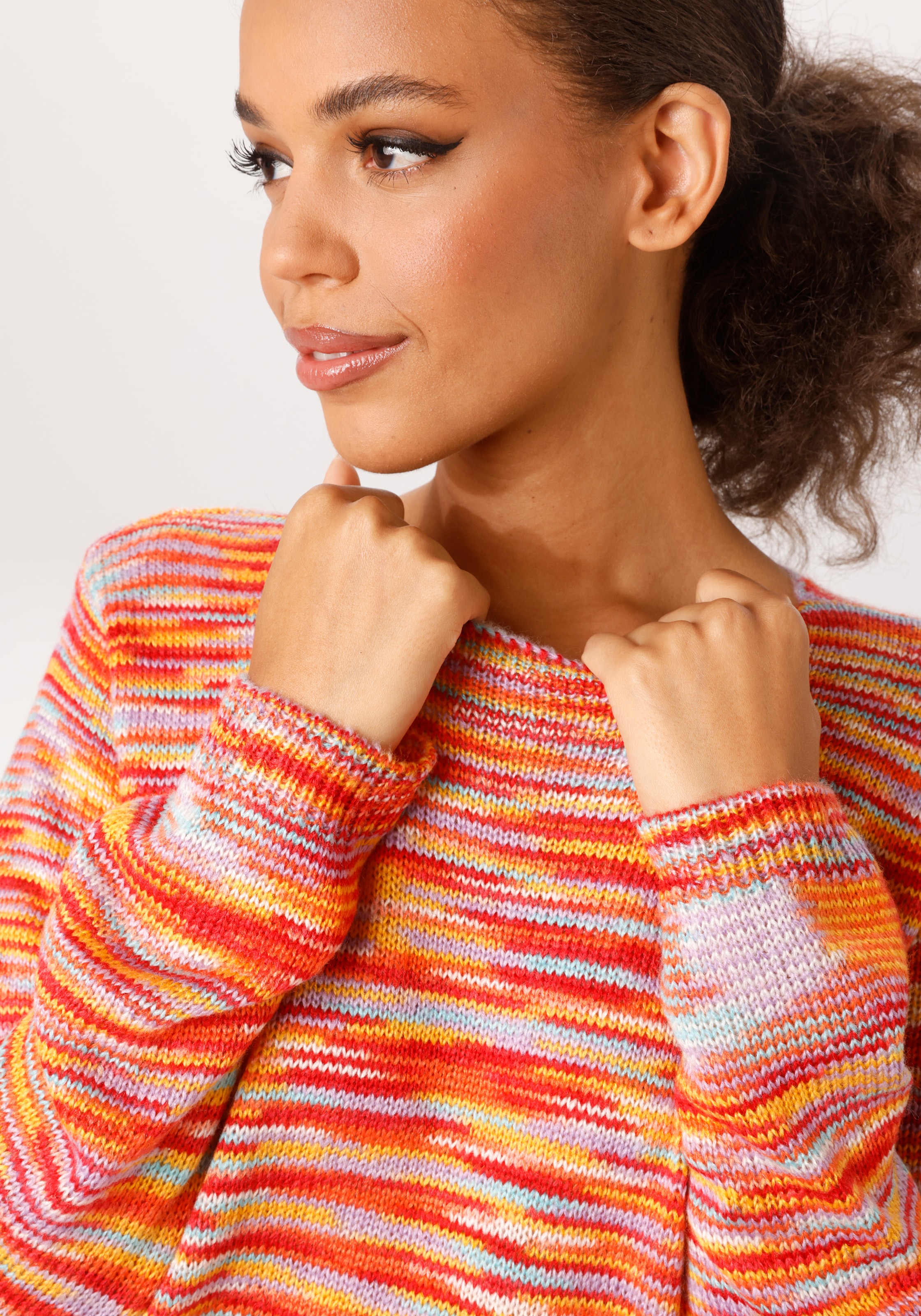 Aniston CASUAL Strickpullover aus farbenfrohen Effektgarn - jedes Teil ein Unikat - NEUE KOLLEKTION