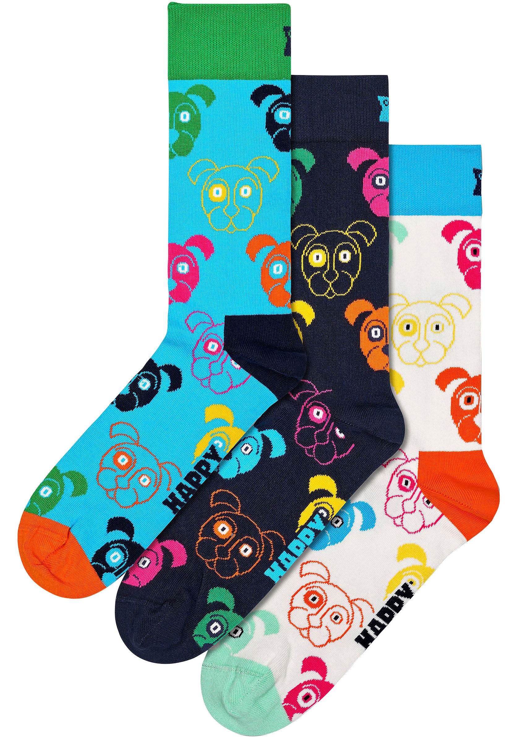 Happy Socks Socken »3-Pack Mixed Dog Socks Gift Set«, (3 Paar, Geschenk Box), Hunde-Motiv