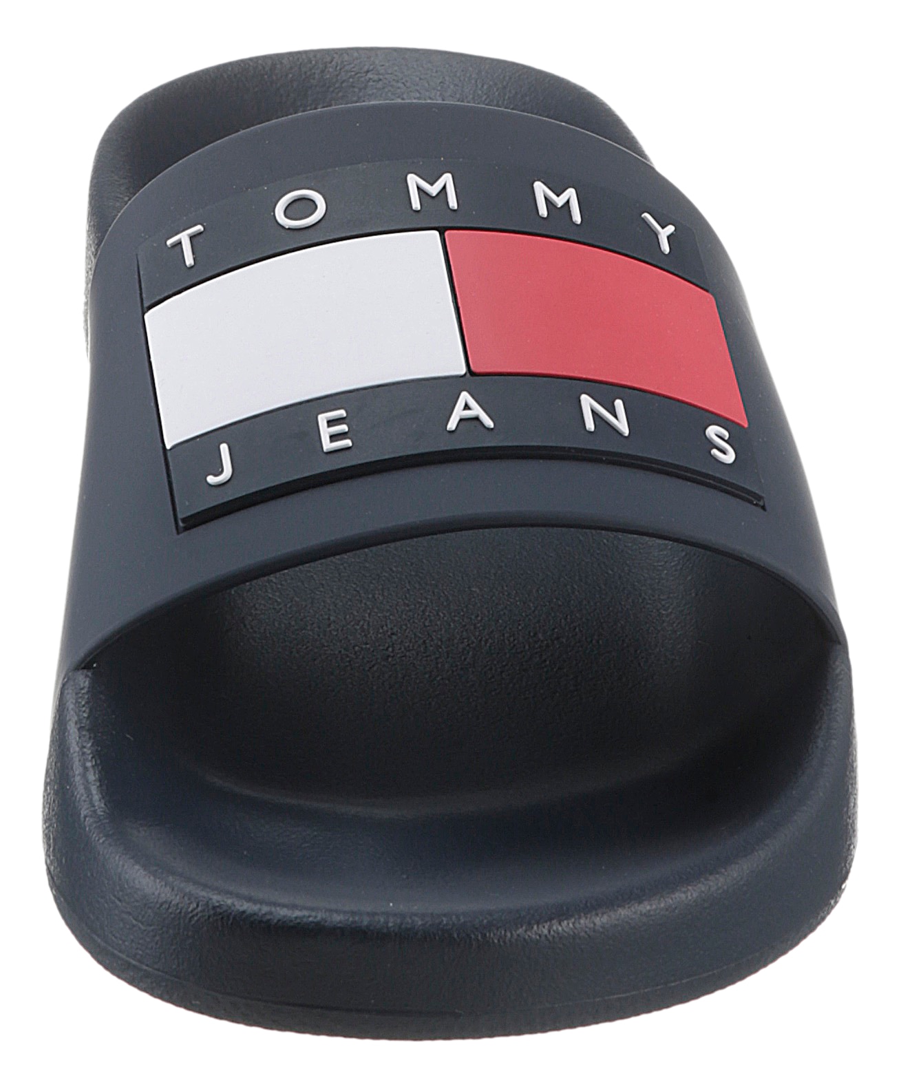 Tommy Jeans Pantolette »TOMMY JEANS FLAG POOL SLD ESS«, Sommerschuh, Schlappen mit farbiger Logoflagge