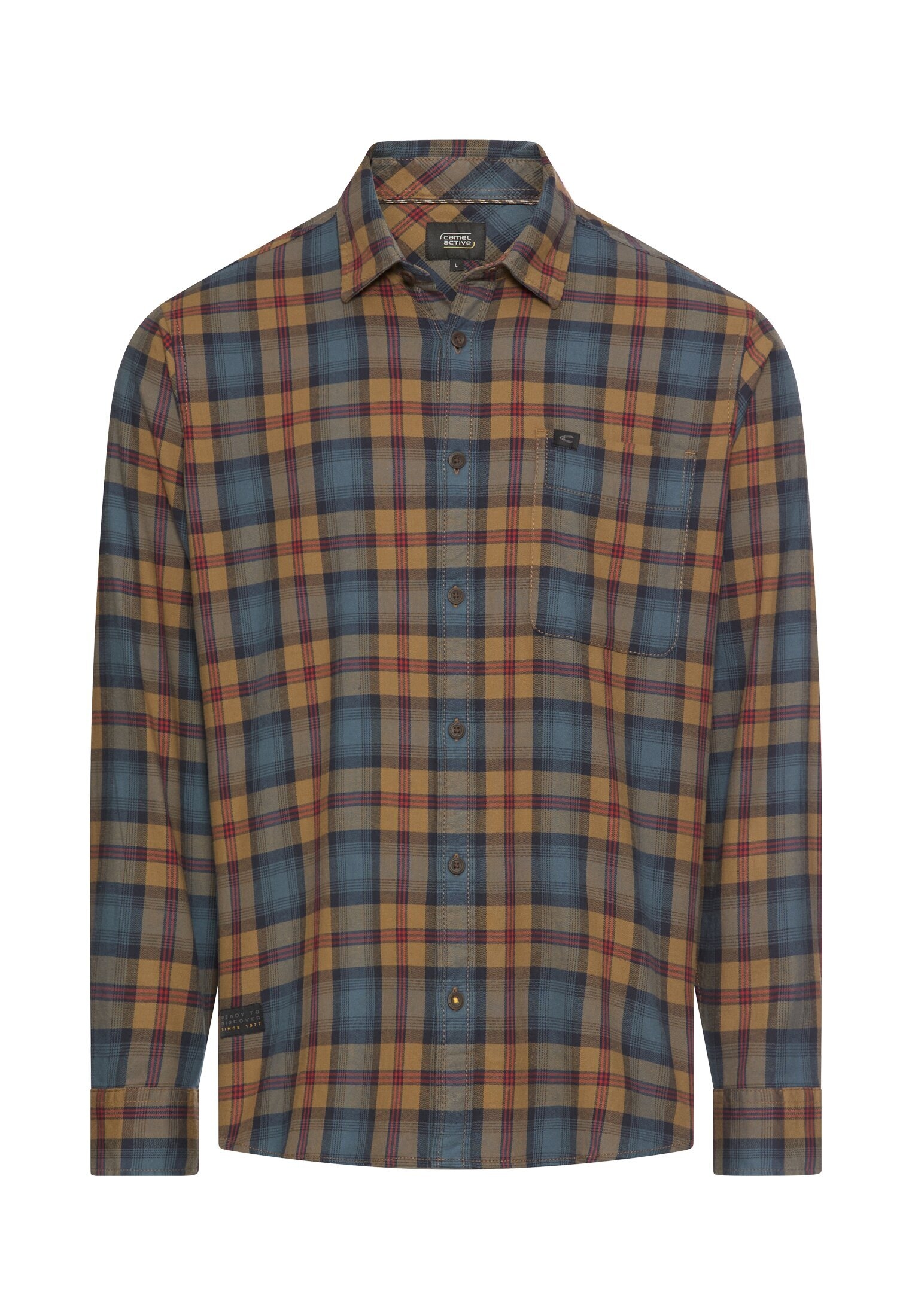 camel active Chemise à carreaux Langarmshirt mit Hemdkragen und Knopfleiste