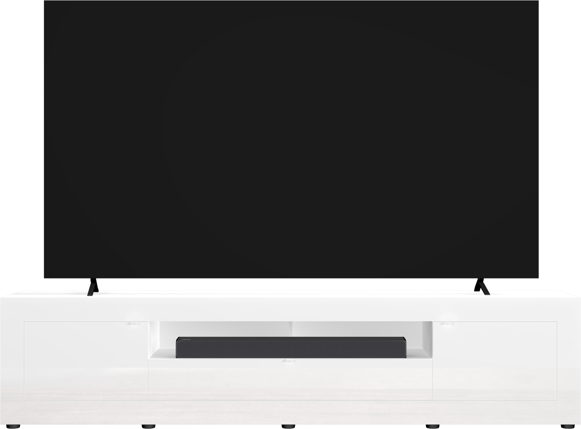 Home affaire Table basse »Basic, 245 cm breit, 47 cm tief, 2 Türen, 1 Schubkasten, Medienboard« Modernes Lowboard für bis zu 98-Zoll-TV – perfekt für die WM