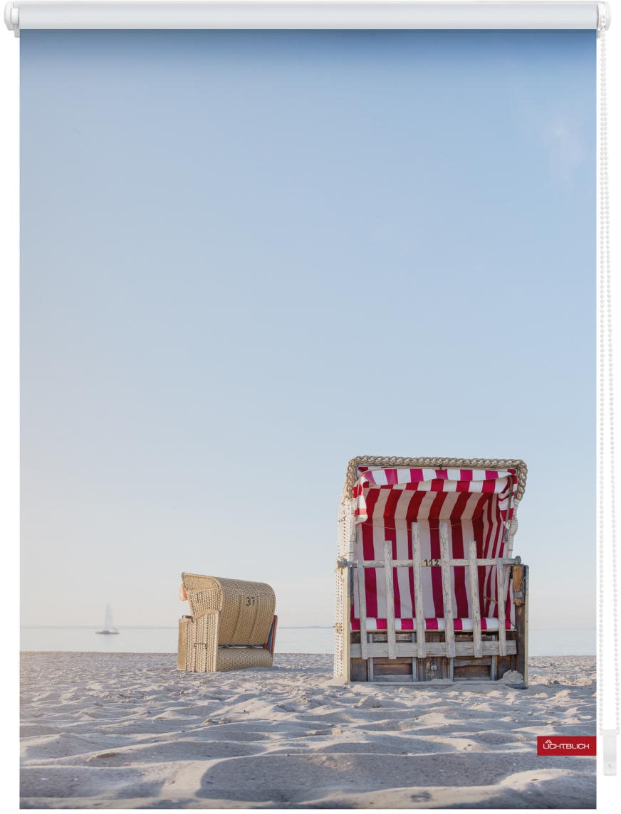 Image of LICHTBLICK ORIGINAL Seitenzugrollo "Rollo Klemmfix, ohne Bohren, blickdicht, Strandkorb gestreift" blickdicht Blendschutz Sichtschutz freihängend