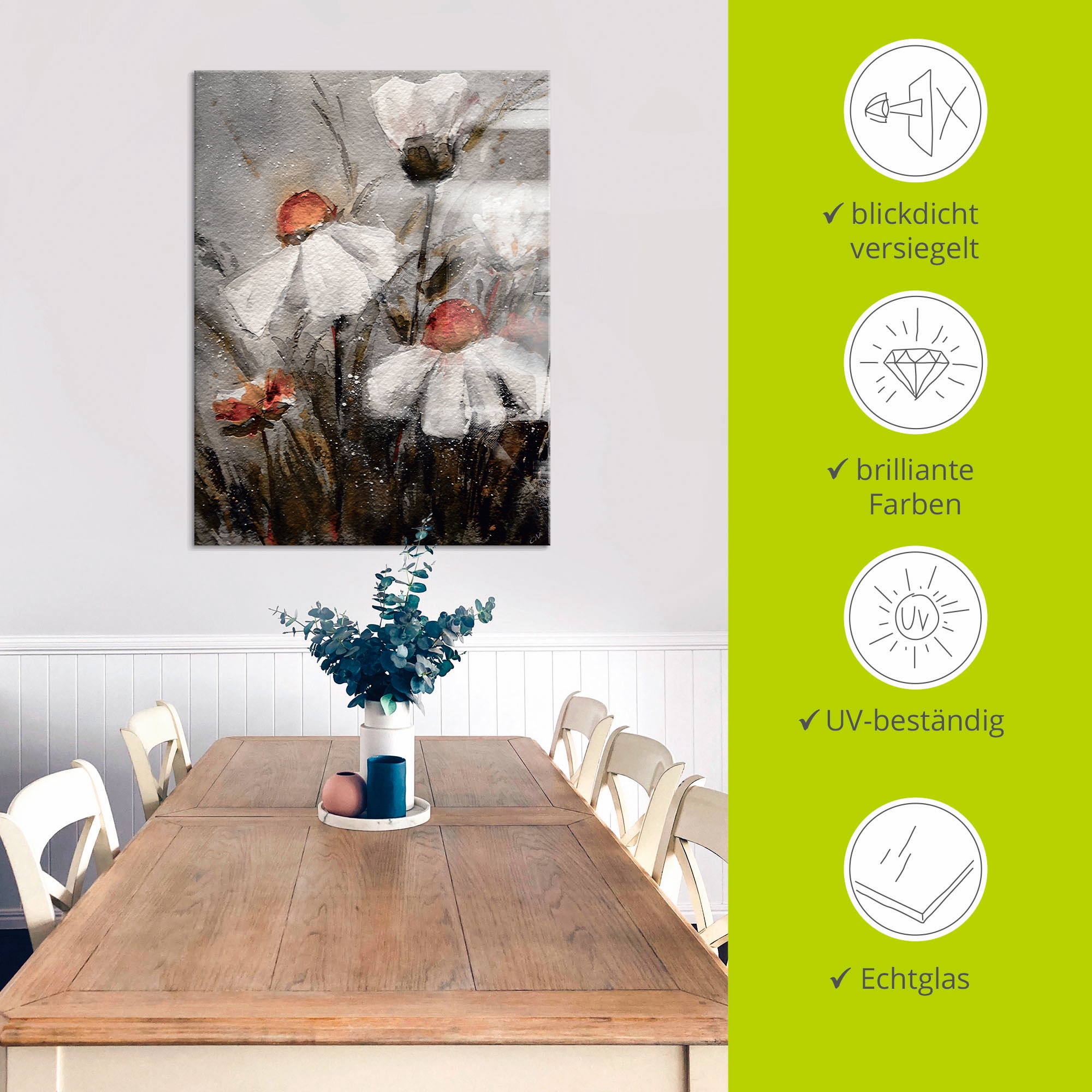 Artland Glasbild »Margeriten I« Blumen 1 Stk. tlg. in verschiedenen Grössen