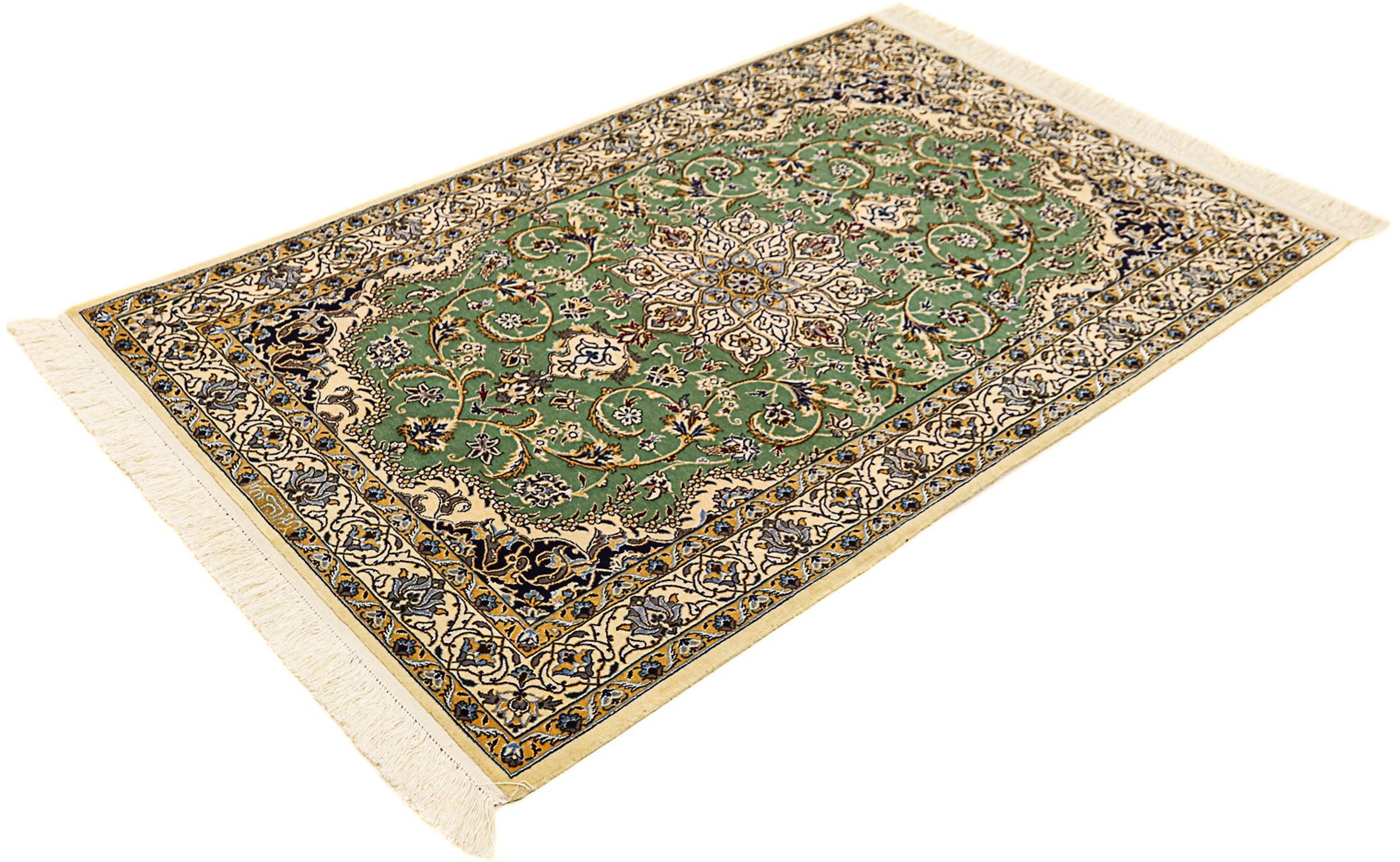 Image of morgenland Orientteppich »Perser - Nain - Premium - 155 x 100 cm - dunkelgrün«, rechteckig, 6 mm Höhe, Wohnzimmer, Handgeknüpft, Einzelstück mit Zertifikat bei Ackermann Versand Schweiz