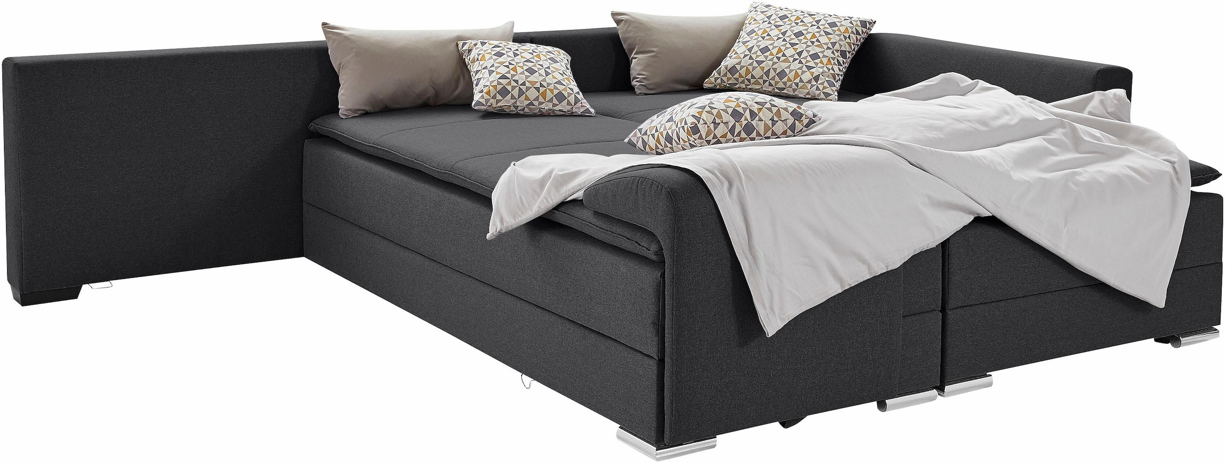 Home affaire Ecksofa »Night & Day L-Form, B: 324 cm, Dauer-Schlaffunktion und Armlehne« Bettfunktion & Bettkasten, Boxspringbett 180x200 cm