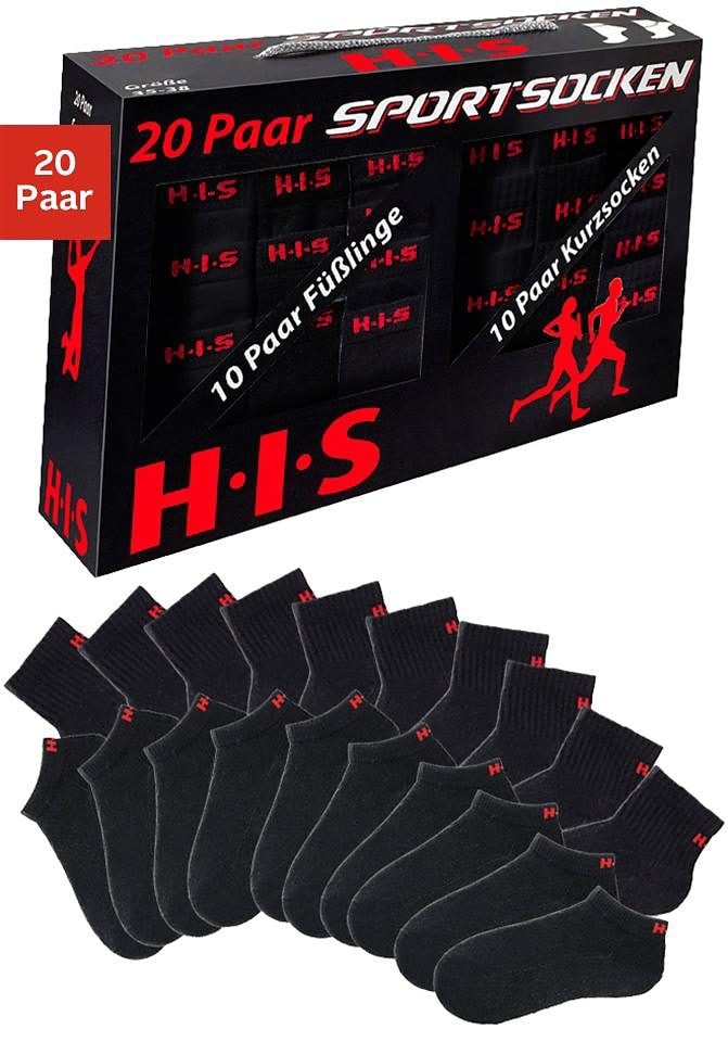 ♕ H.I.S Kurzsocken, (Set, 20 Paar), und Sneakersocken mit Frottee  versandkostenfrei auf