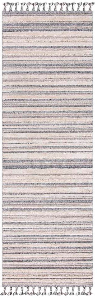 Carpet City Hochflor-Teppich »Valencia 807«, rechteckig, 20 mm Höhe, Läufer, Boho-Stil, 3D-Effekt, Streifen, Hoch-Tief-Struktur, Fransen