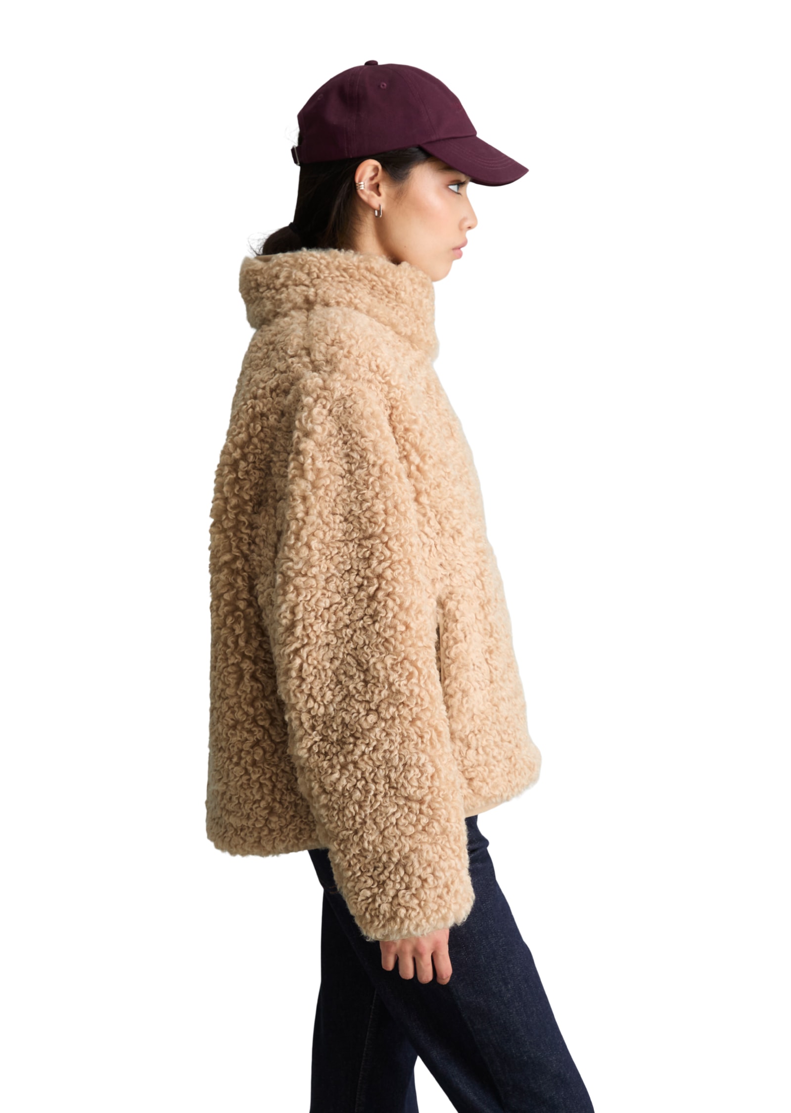 Marc O'Polo DENIM Veste en peluche en peluche bouclée douce, coupe régulière, col montant