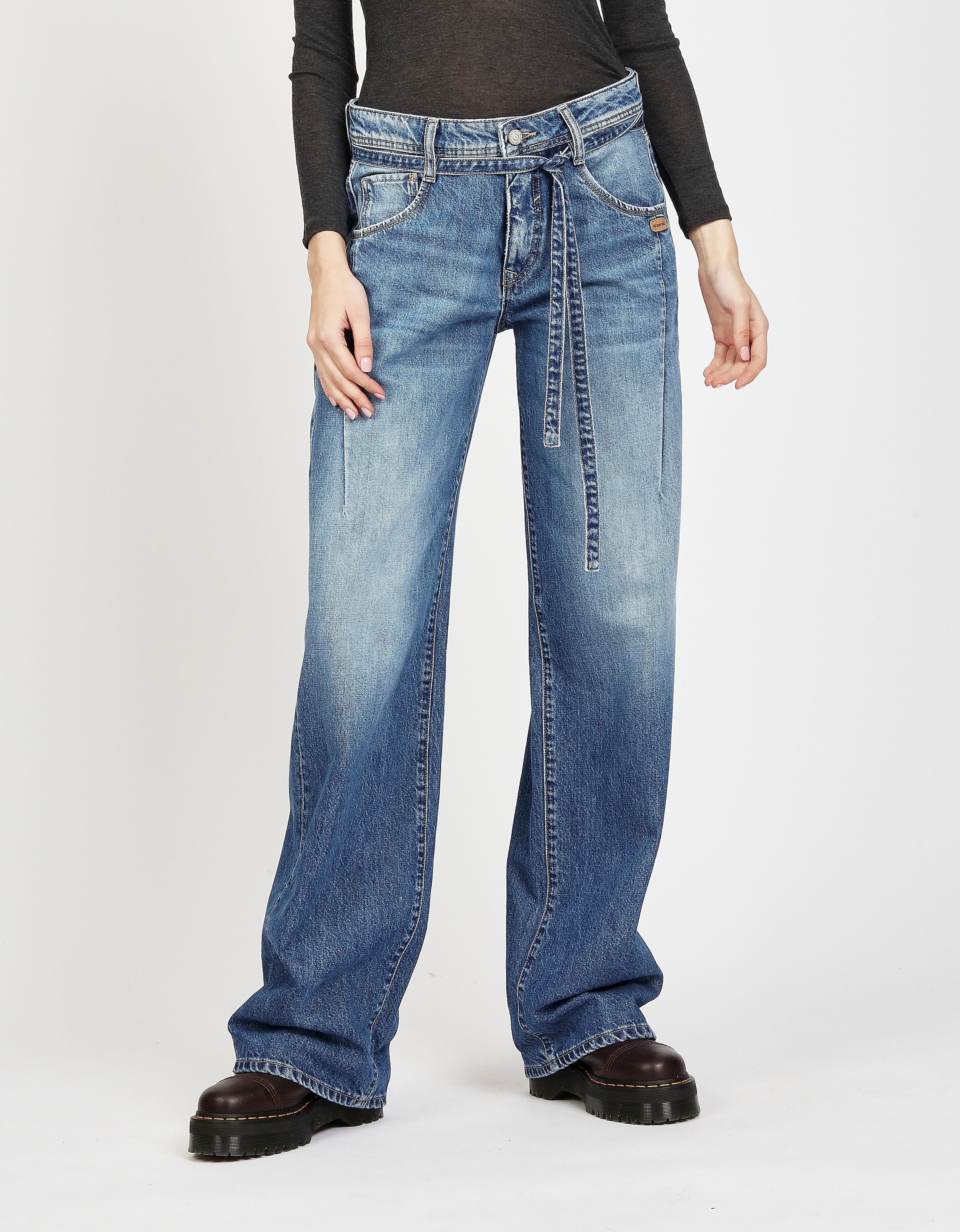 Image of GANG Loose-fit-Jeans "94CLAIRE" mit Bindegürtel und Naht am Oberschenkel, Baggy Fit