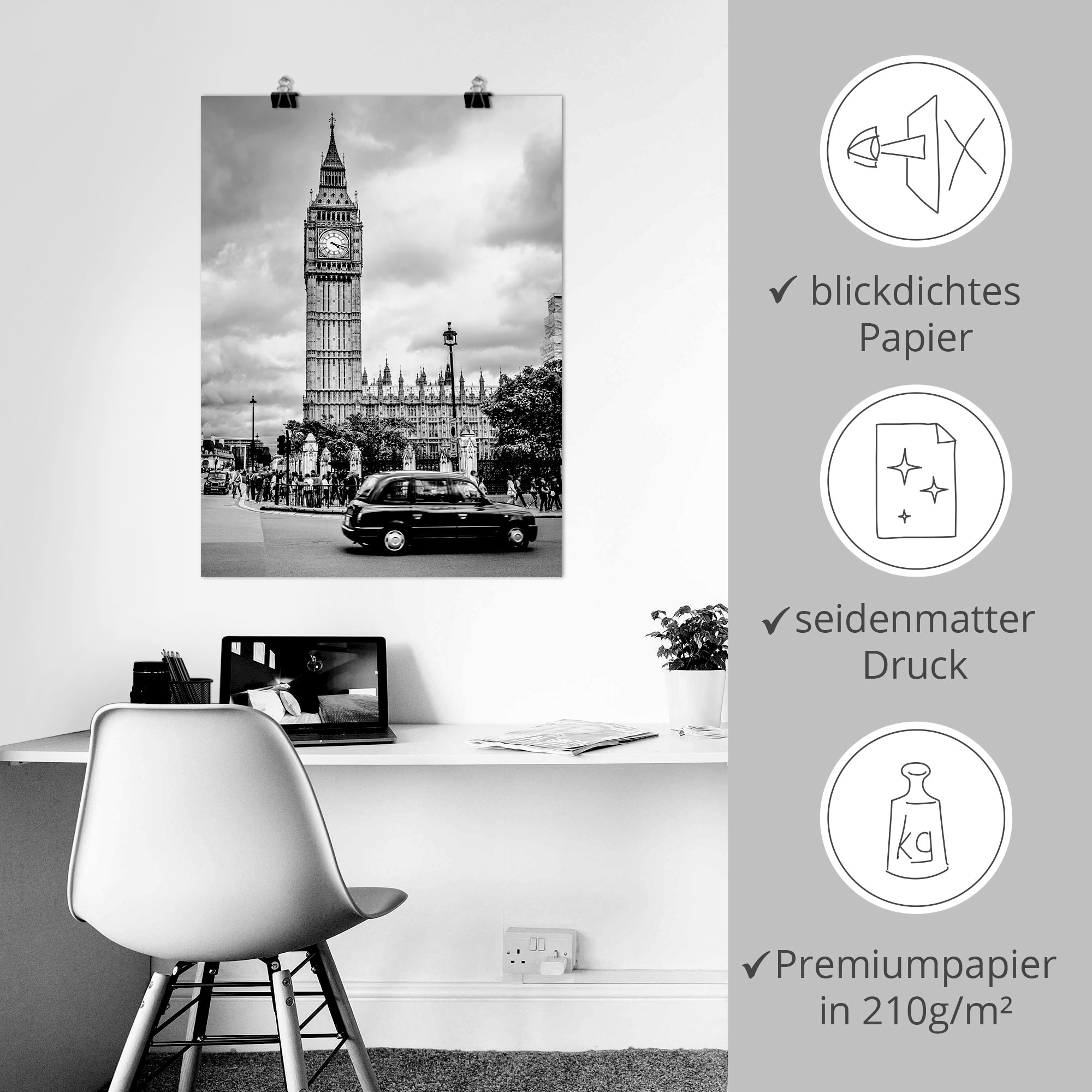 Artland »London Taxi und Big Ben« Gebäude 1 Stk. tlg. ohne Rahmen