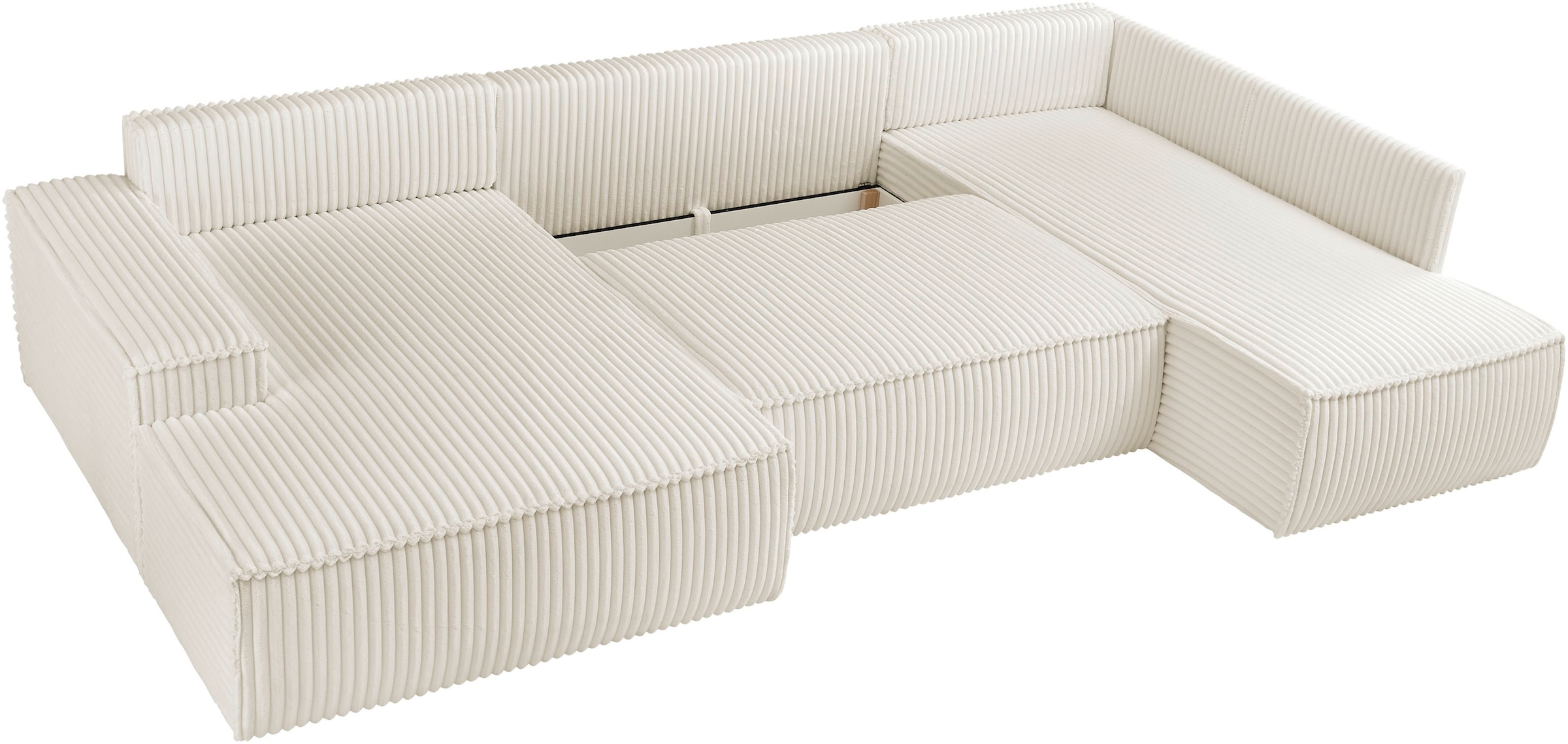 andas Wohnlandschaft »FINNLEY U-Form XXL 329 cm, Schlafsofa, Schlaffunktion m. Bettkasten«, (194/139 cm), Bouclé, Struktur und Cord