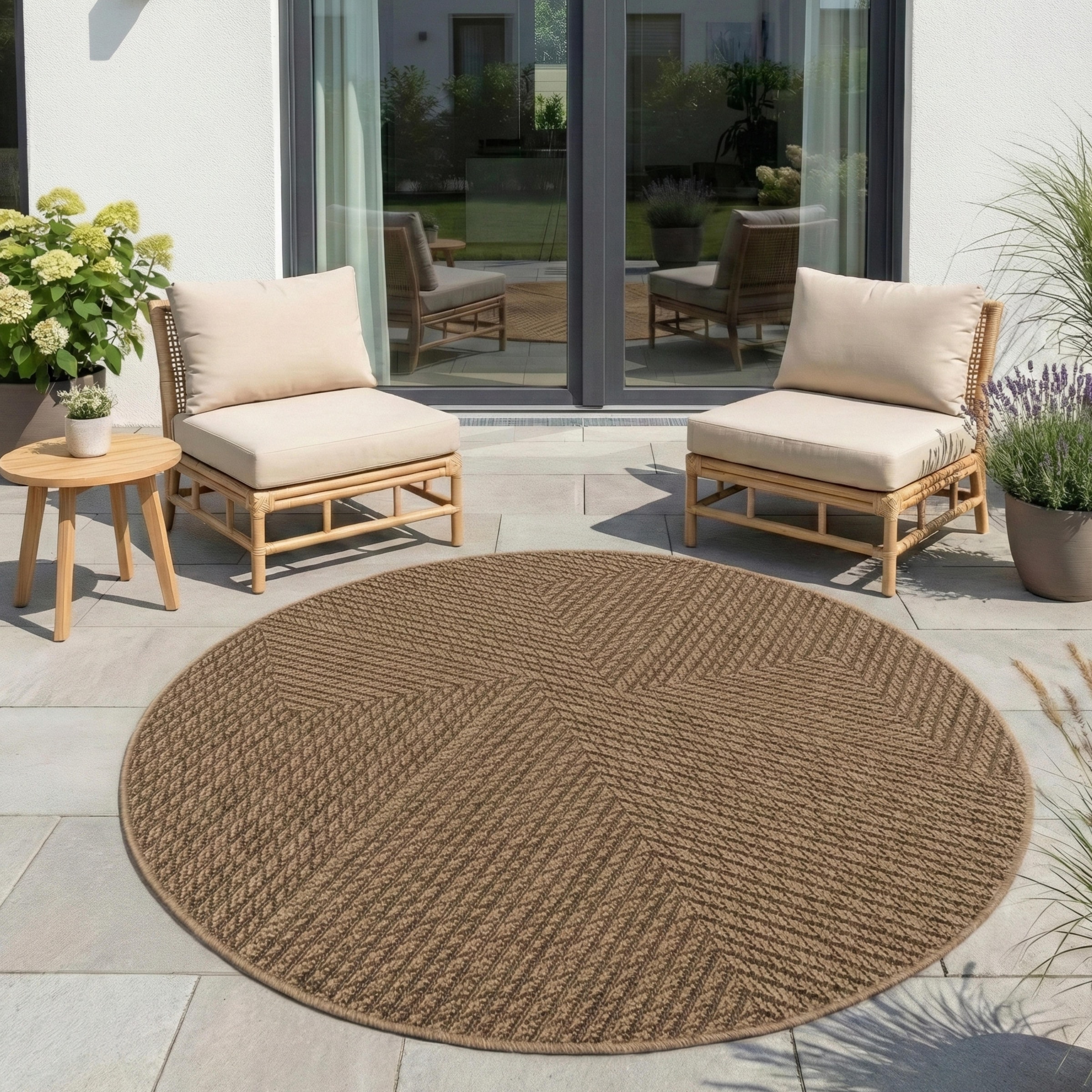 Image of Ayyildiz Teppiche Outdoorteppich "TIMBER 1404, auch als Läufer und rund" rund 5 mm Höhe Läufer, Rund, In und Outdoor, Jute Sisal Optik, Wohnzimmer, Terasse