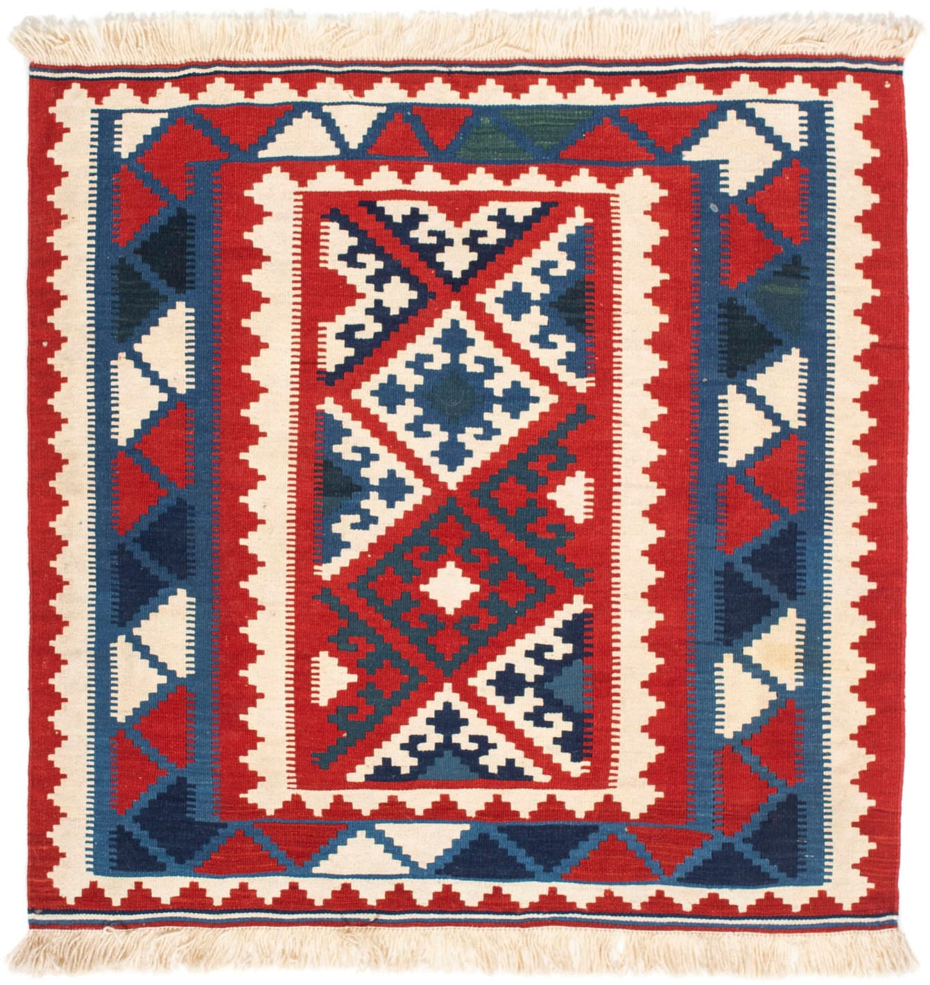 morgenland Wollteppich »Kelim - Oriental quadratisch - 102 x 102 cm - rot«, quadratisch, Wohnzimmer, Einzelstück