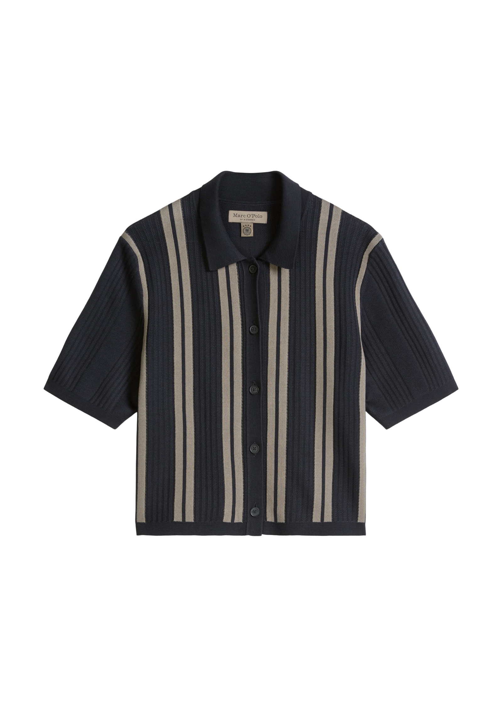 Marc O'Polo Strickjacke »DFB Travel Collection« Kurzarm-Cardigan aus merzerisierter Bio-Baumwolle