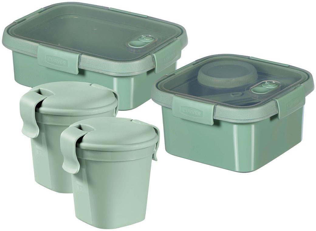 Image of Curver Frischhaltedose »SMART ECO KIDS«, (Set, 4 tlg., bestehend aus-2x Becher-1x Lunchbox quadratisch-1xLunchbox rechteckig), 100% Recyclingmaterial bei Ackermann Versand Schweiz