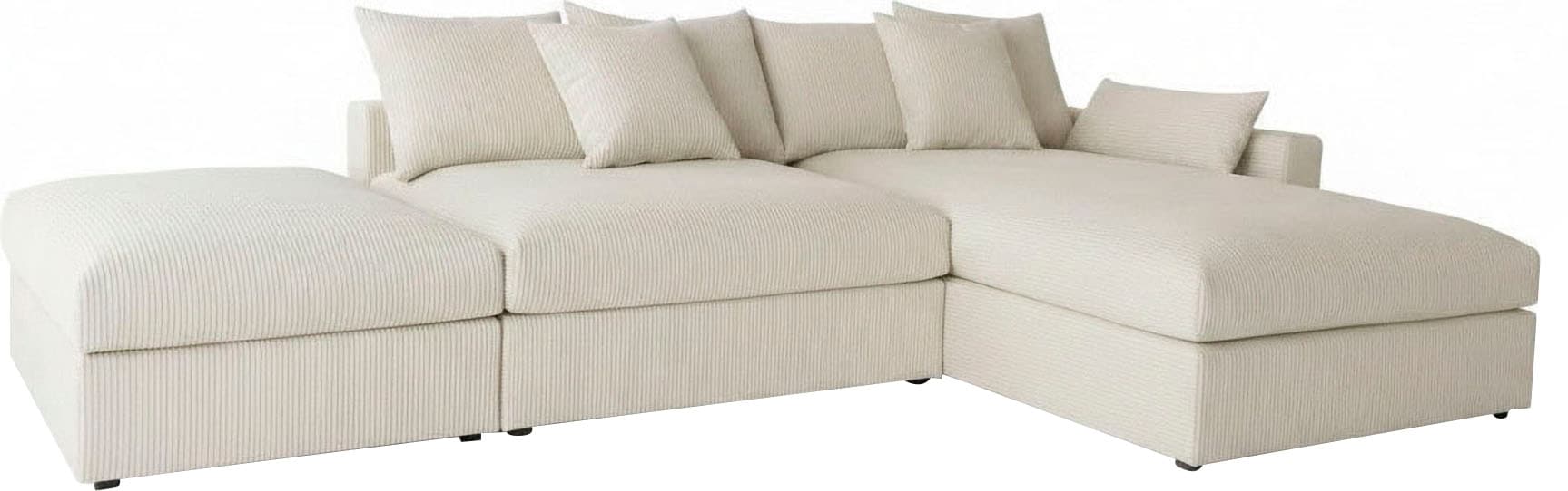 GOODproduct Canapé d'angle »Cosy Lounge L-Form, Breite 333 cm« méga canapé recouvert de velours côtelé, avec ressorts et 4 coussins décoratifs