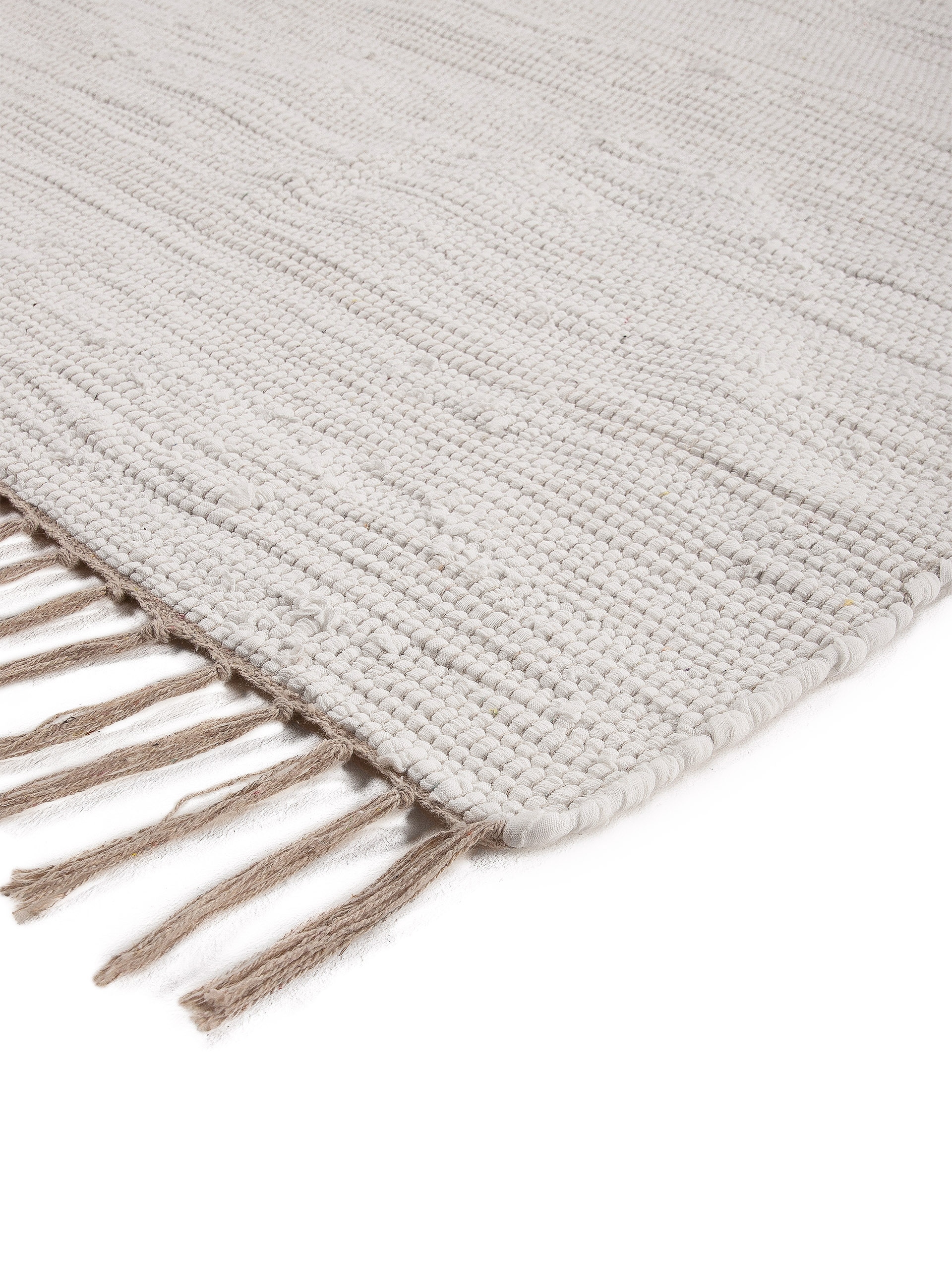 carpetfine Teppich »Kelim Chindi uni , auch als Läufer« rechteckig 5 mm Höhe Wendeteppich, reine Baumwolle, handgewebt, Uni-Farben, mit Fransen