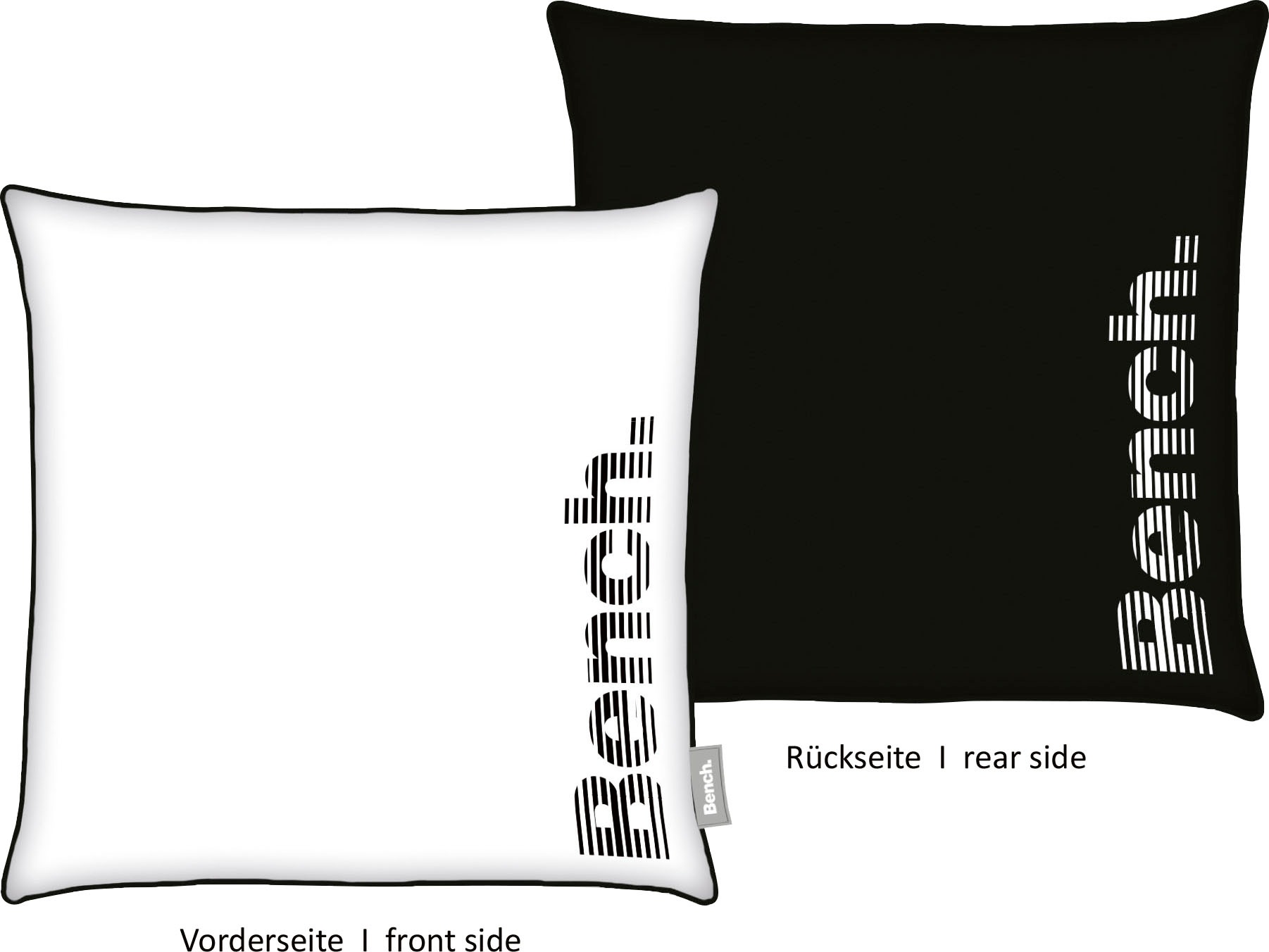 Bench. Dekokissen "Bench" Kissenhülle mit Wendemotiv und Rundum-Paspel