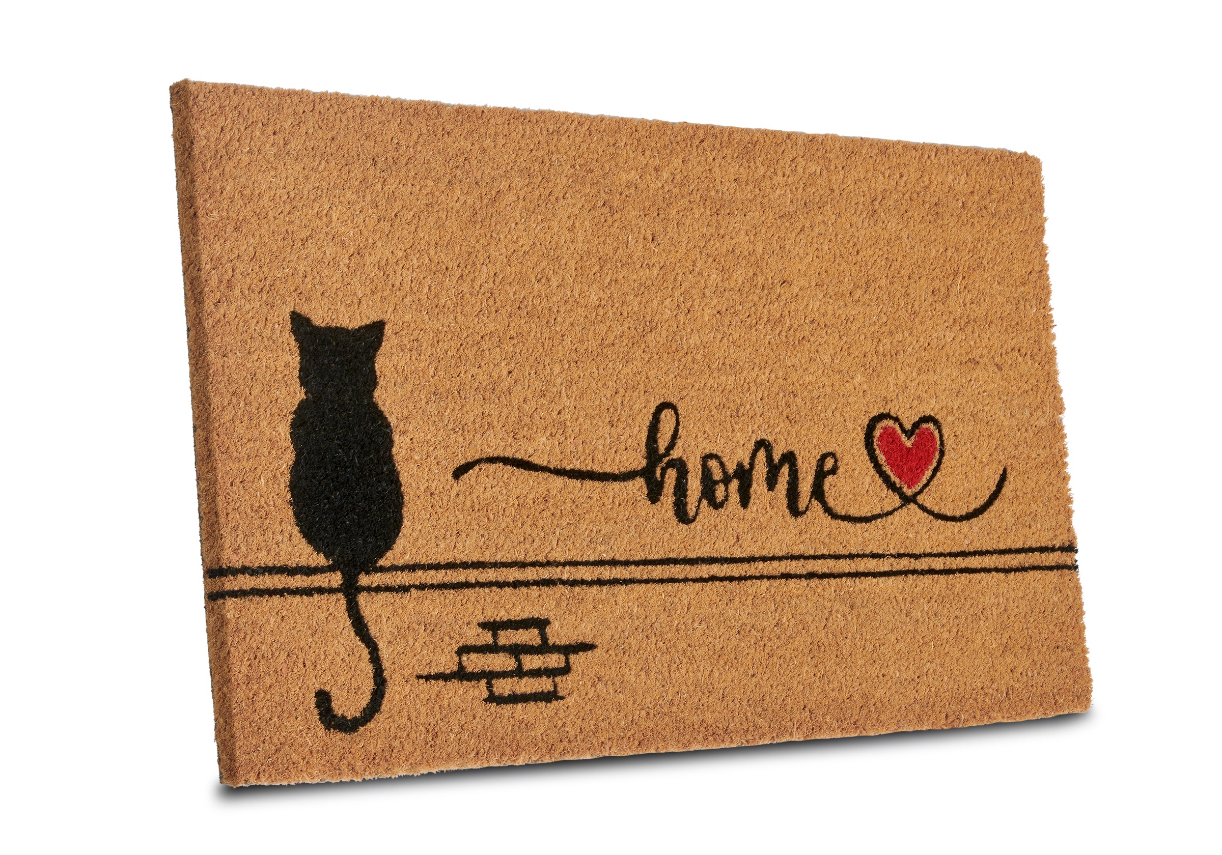 HANSE Home Fussmatte »Kokos Cat Home, Türmatte«, rechteckig, 15 mm Höhe, Schmutzfangmatte, Rutschfest, Outdoor, Innen, Aussen, Kokosmatte, Flur