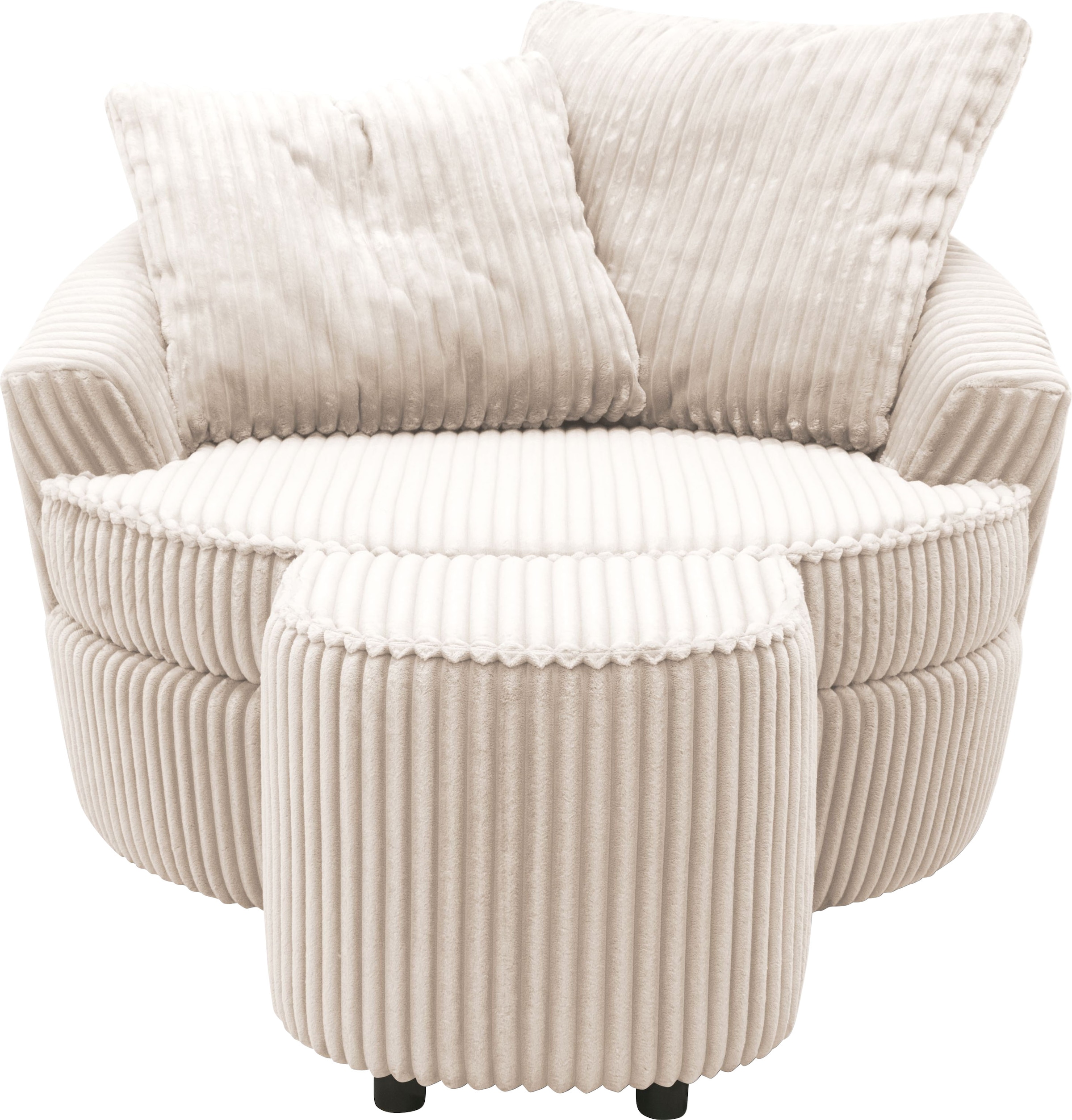 INOSIGN Drehsessel »AMECA, Relaxsessel mit Drehfunktion und Hocker, 122 x 126 x 76 cm,«, (Set, 2 St.), Love-Seat XXL und Lesesessel in Megacord