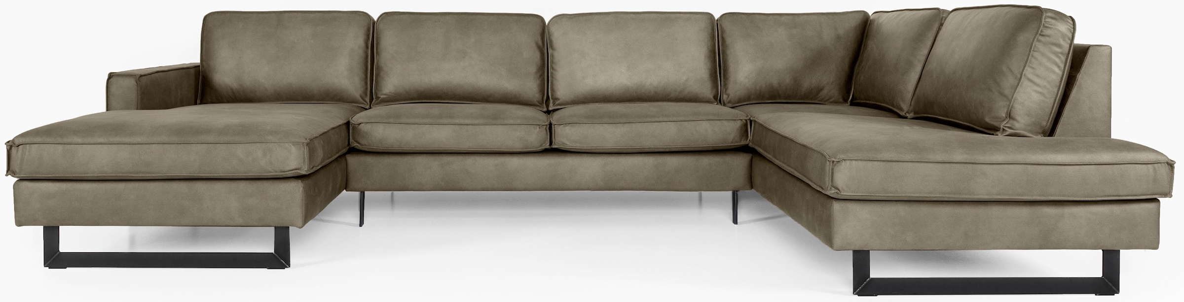 Places of Style Wohnlandschaft »Pinto, 350 cm, U-Form, XXL, mit Ottomanen«, Cord, Chenille, Lederoptik, mit Keder, Metallfüsse, Wellenunterfederung