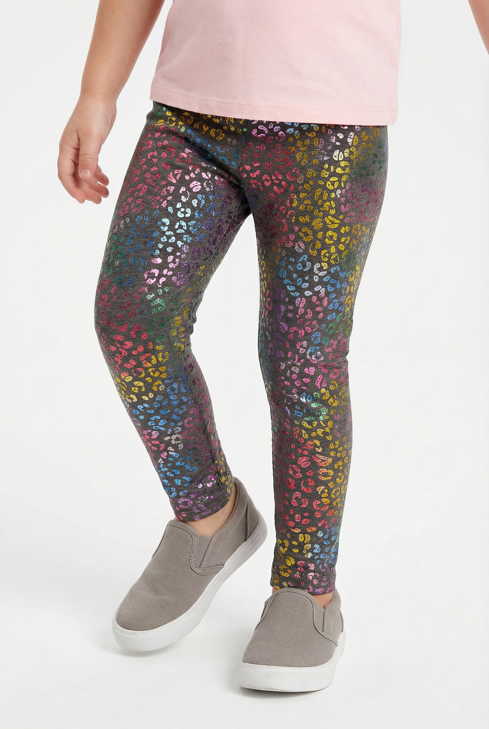 Image of happy girls Strickleggings im bunten Allover