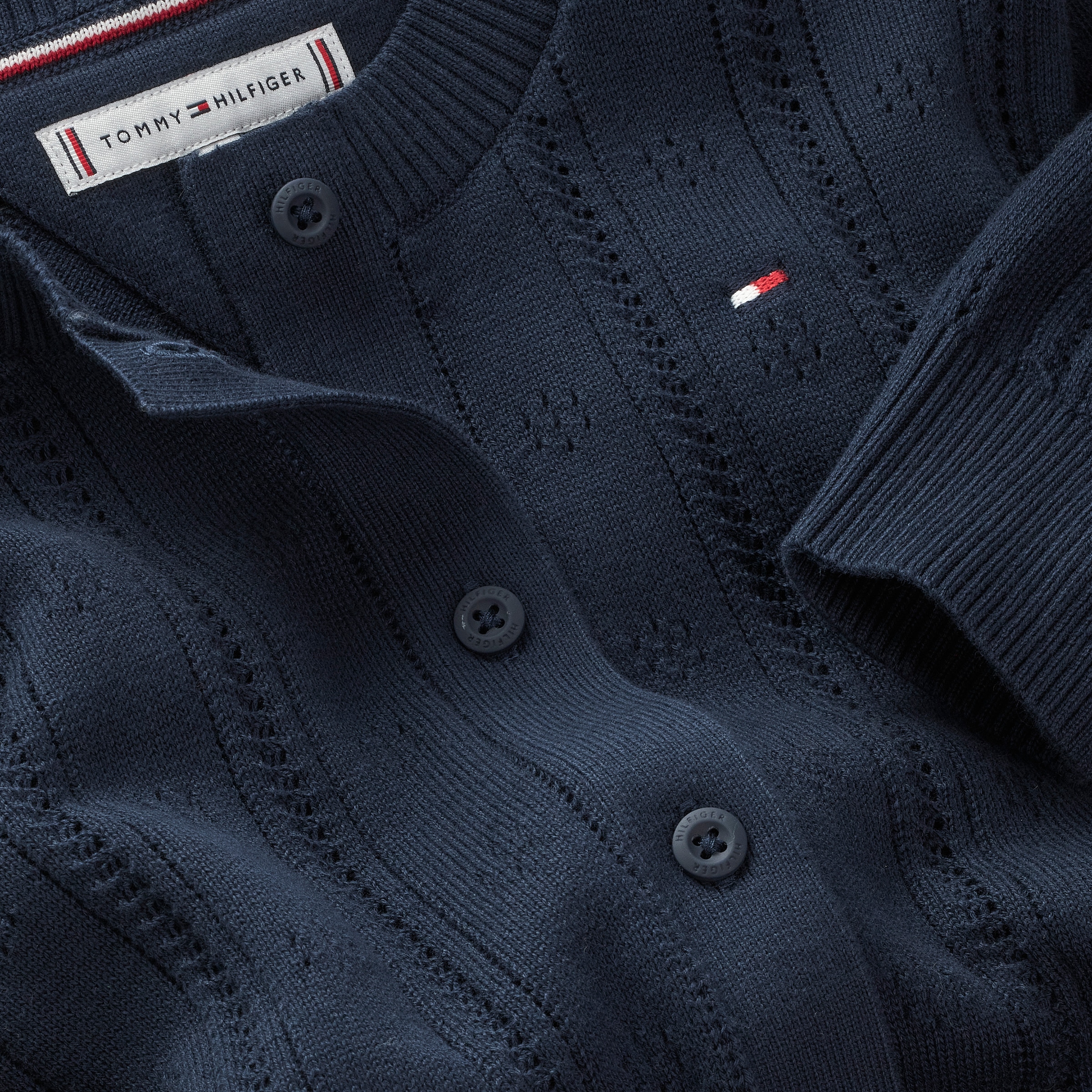 Tommy Hilfiger Strickjacke »POINTELLE CARDIGAN LS«, für Kinder bis 16 Jahre, mit süssem Muster
