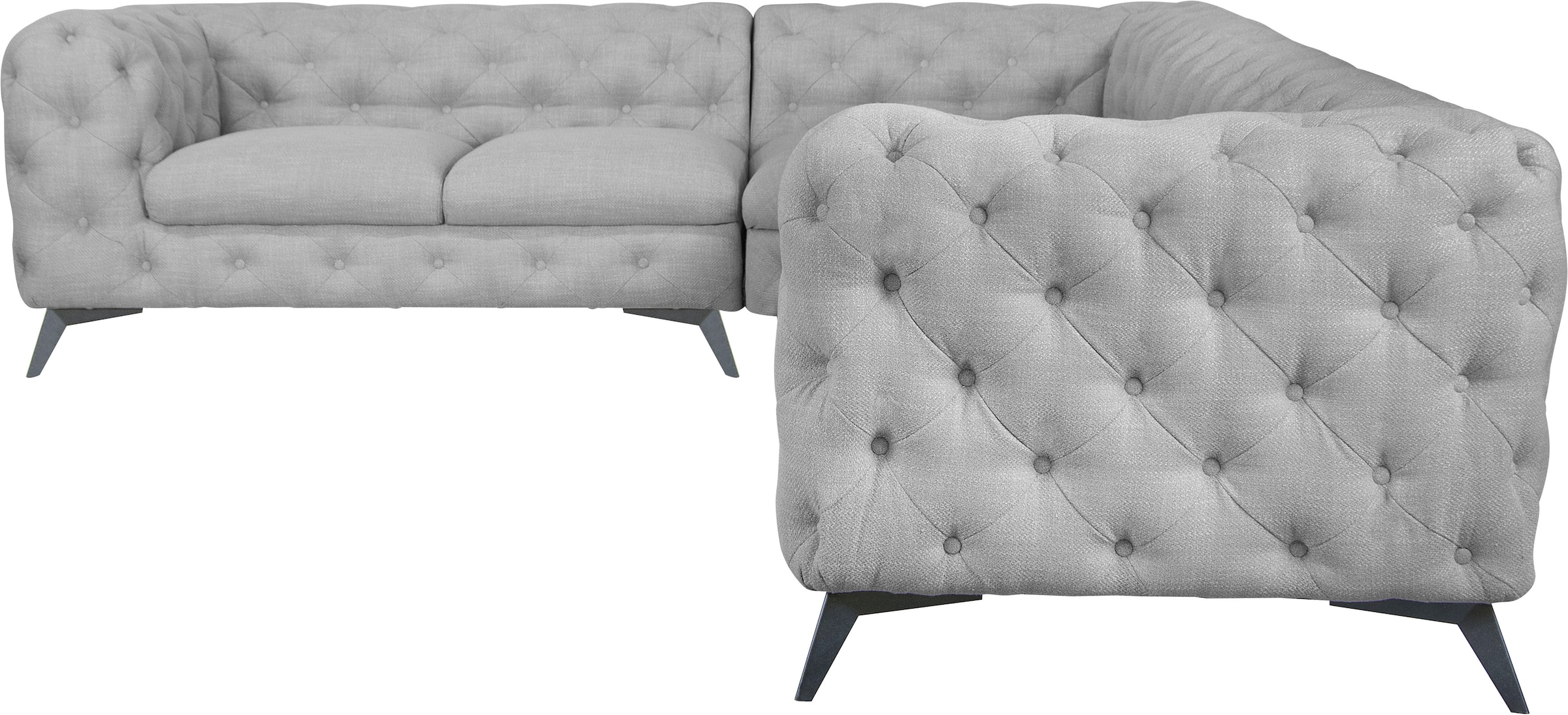 Home affaire Chesterfield-Sofa »Ecksofa GLYNIS L-Form mit Wellenunterfederung, Masse B/T/H 323/264/75cm« aufwändige Knopfheftung, moderne Chesterfield Optik, Fussfarbe wählbar