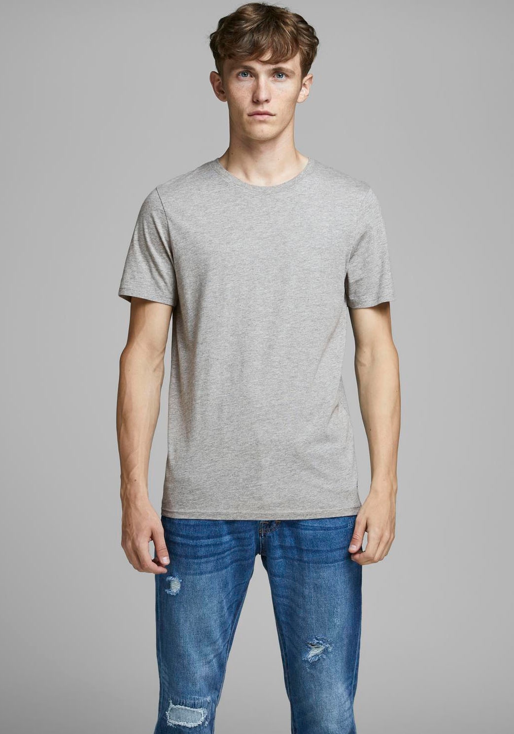 Image of Jack & Jones Rundhalsshirt "JJEORGANIC MELANGE TEE SS O-NECK NOOS" Baumwollmischung, regular fit