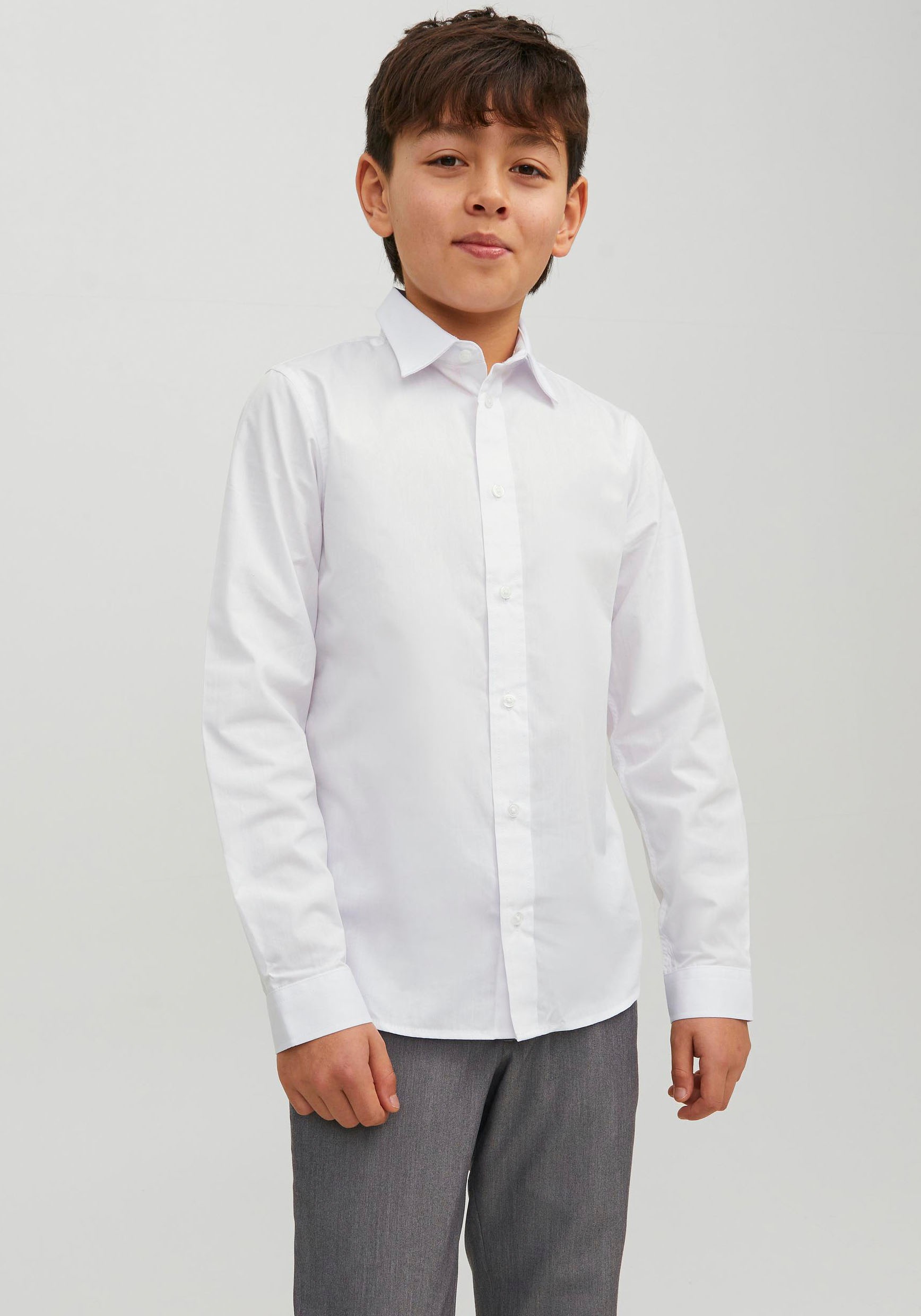 Jack & Jones Junior Langarmhemd »JJJOE SHIRT LS PLAIN NOOS JNR« Materialmix, regular fit
