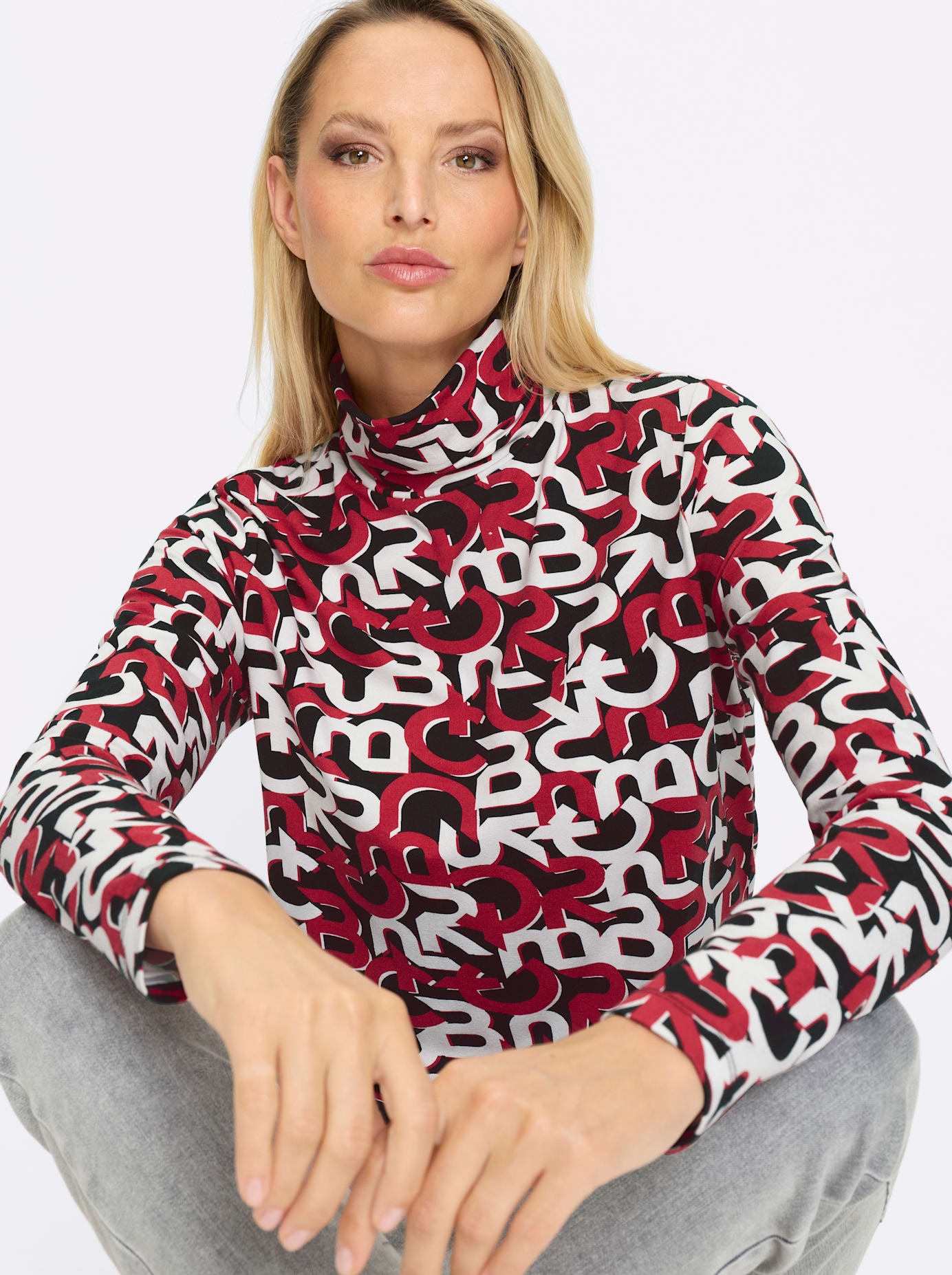 heine Rollkragenshirt »Druck-Shirt«, (1 tlg.)