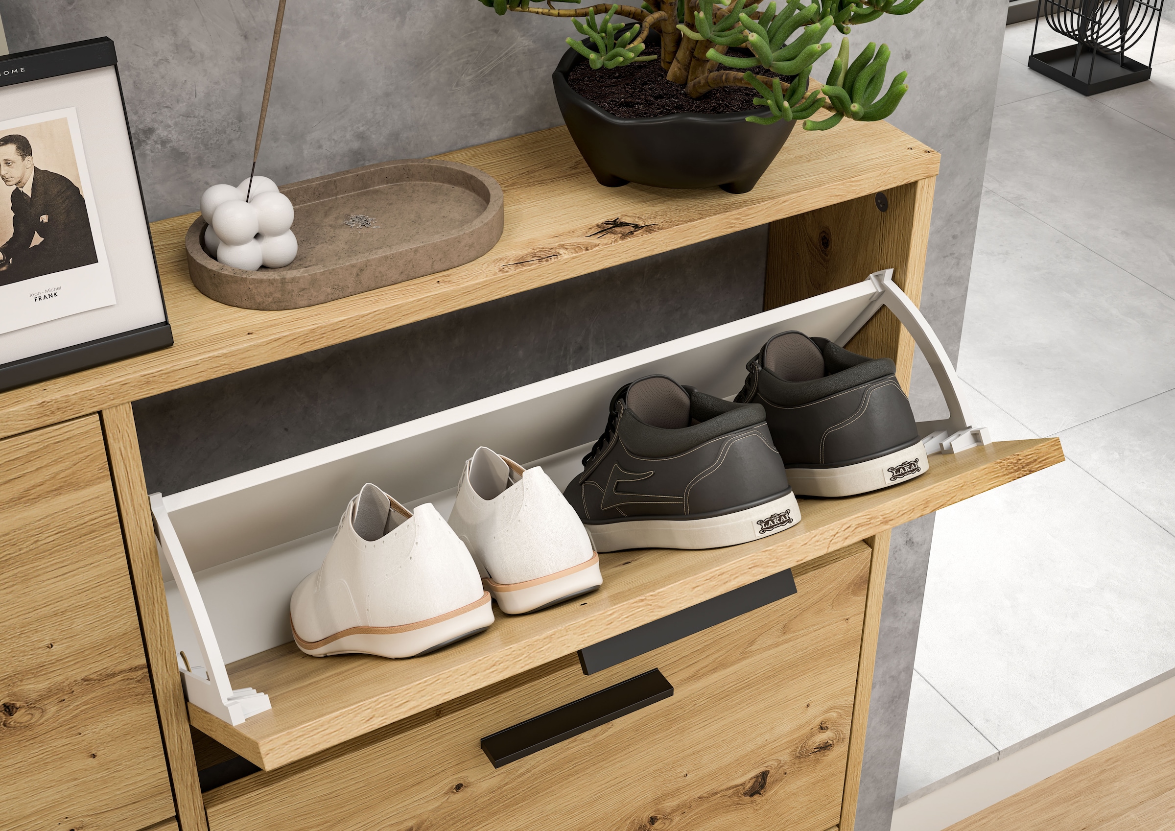 HBZ Schuhkommode »Sam Schuhkipper, Schuhschrank BxHxT 116x103x17 cm«, (1 St.), mit 6 Klappen