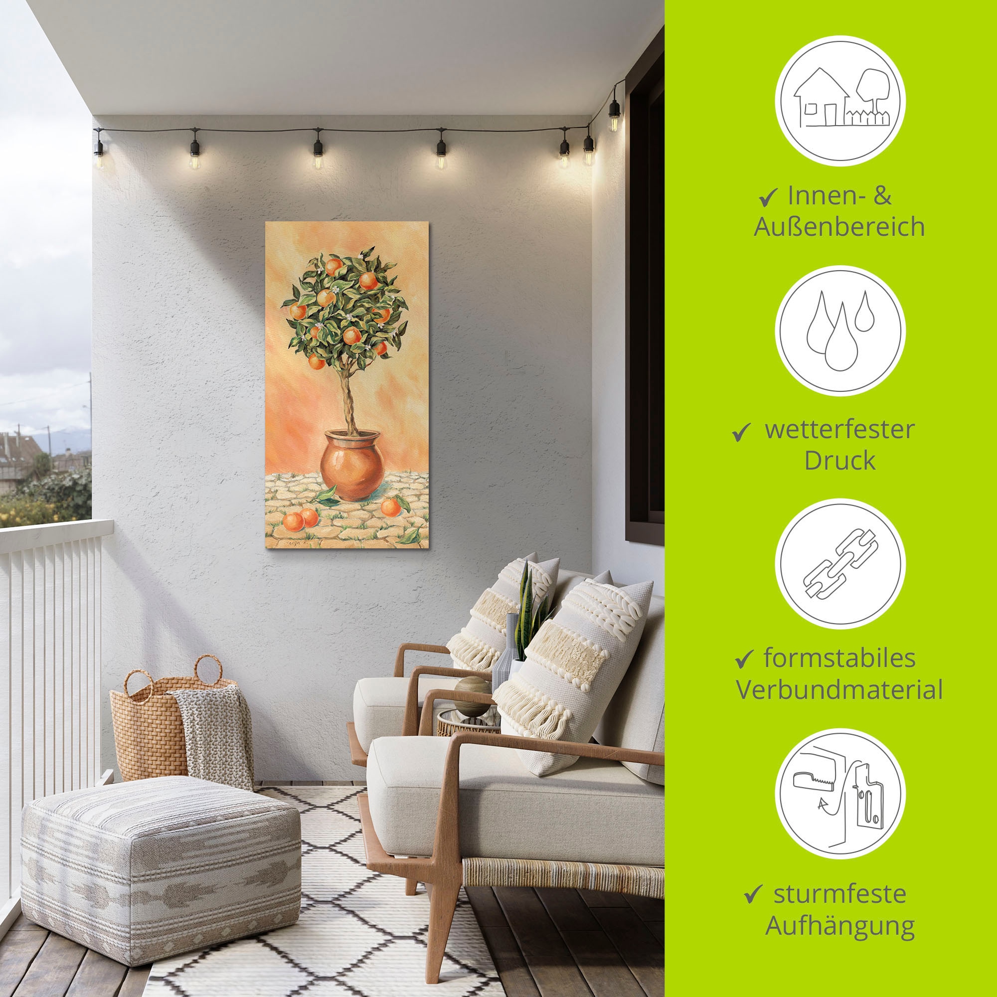 Artland Wandbild »Orangenbaum I«, Pflanzen, (1 St.), als Alubild, Outdoorbild, Leinwandbild, Wandaufkleber, versch. Grössen