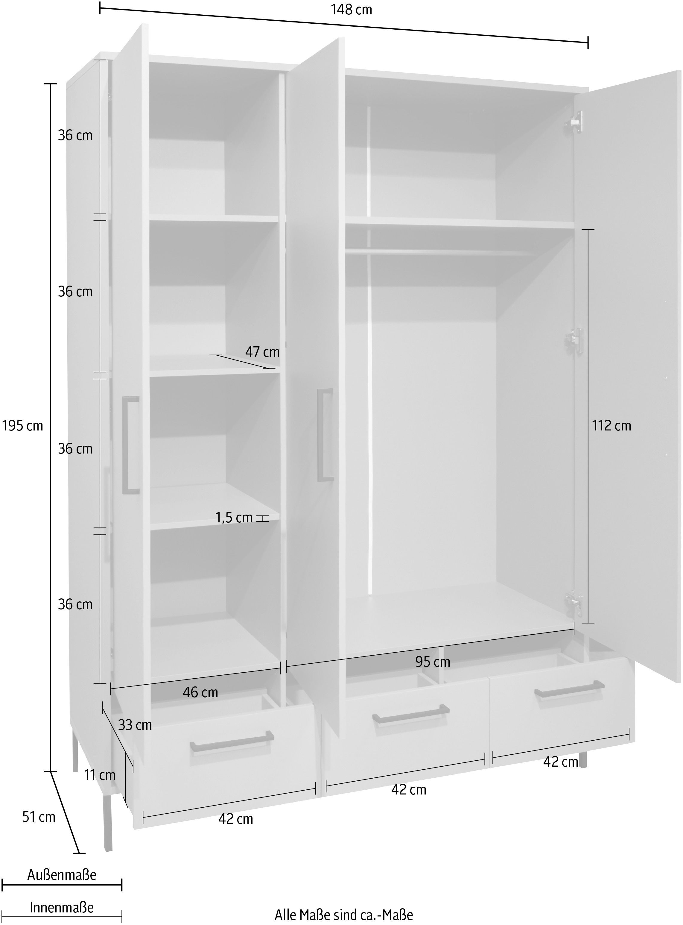 Mäusbacher Kleiderschrank, Kleiderschrank Höhe 190" Breite "148"