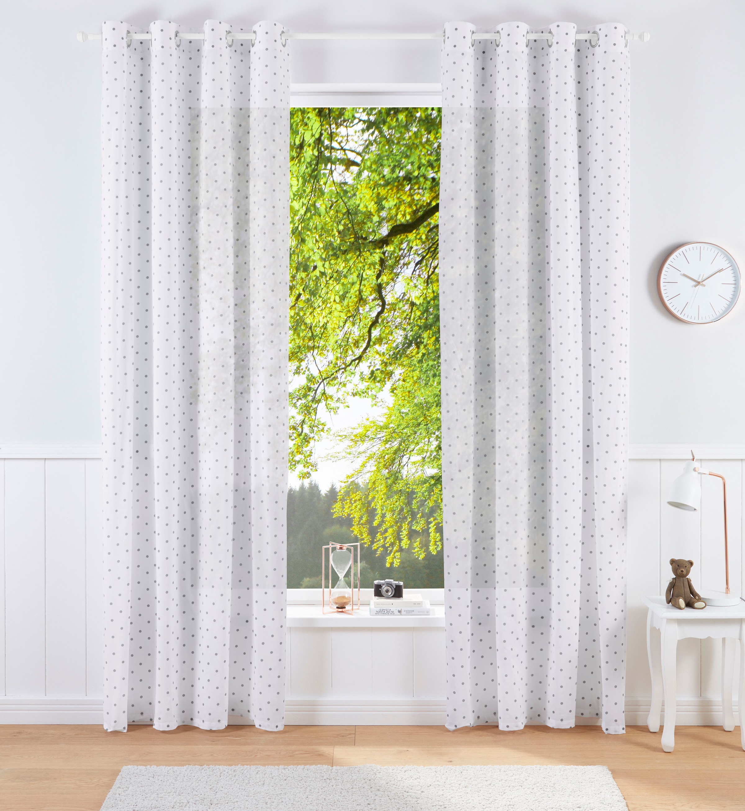Image of Lüttenhütt Gardine »Punkte«, (1 St.), Nachhaltige Kindergardine, bedruckt, transparent, verschiedene Grössen bei Ackermann Versand Schweiz